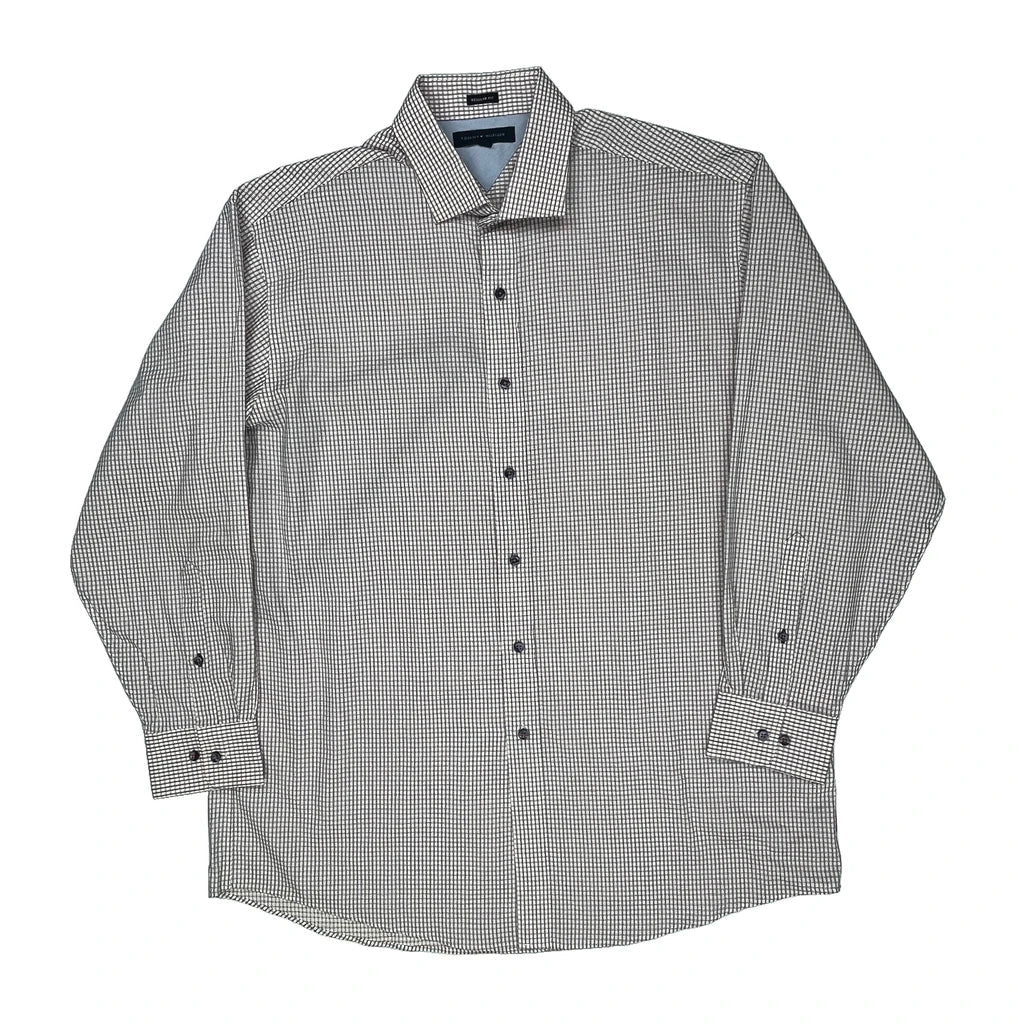 Tommy Hilfiger Checked Shirt - XL Grey Cotton Refurbished - Thrifted (note: this is a term often used to describe second- refurbished available on Cerqular