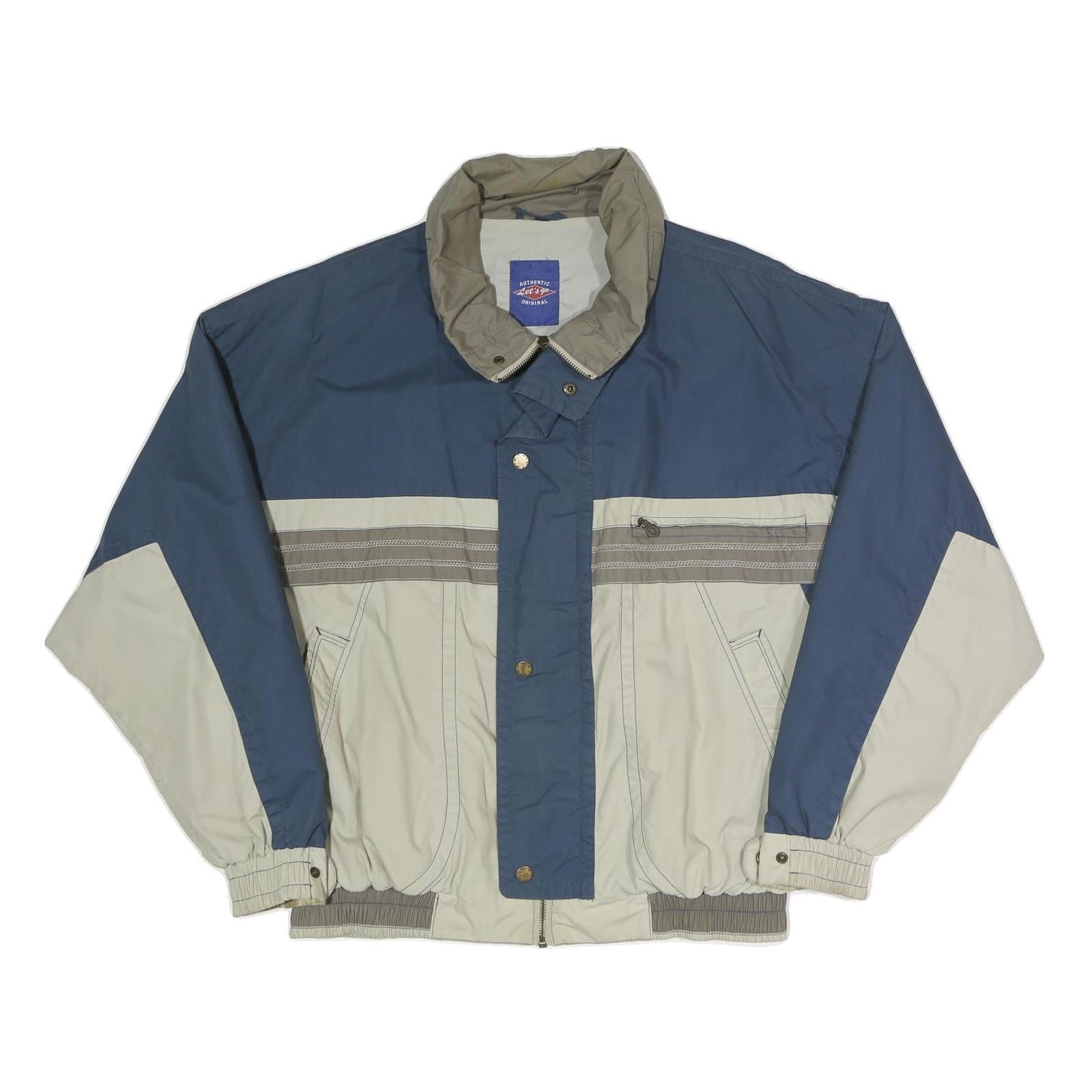 Mens Blue & Cream Colourblock Zip Polyester Blend Jacket XL Outdoor Casual Wear Refurbished - N/A refurbished available on Cerqular