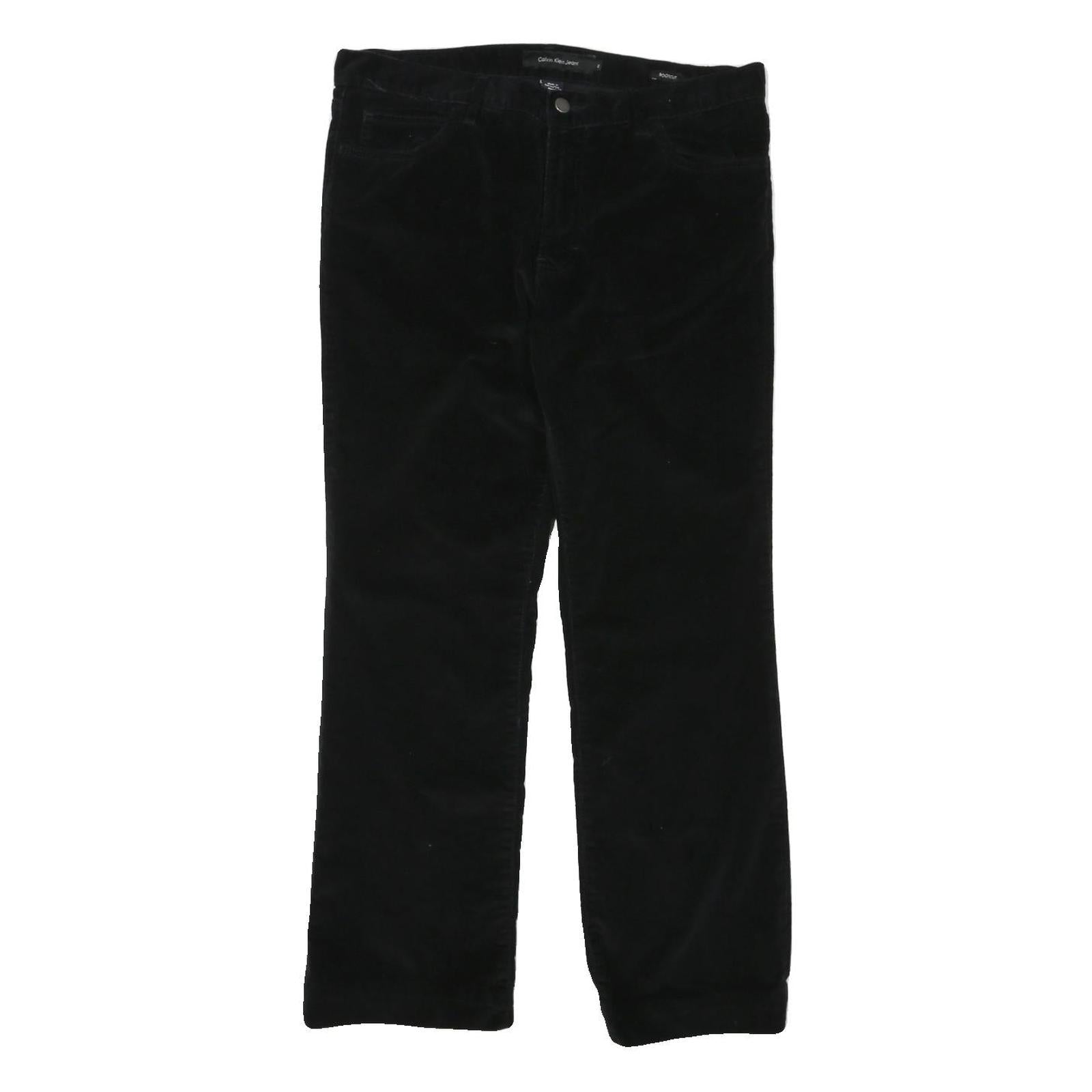 CALVIN KLEIN JEANS Womens Black Cotton Blend Regular Straight Trousers W36 L30 Refurbished - N/A refurbished available on Cerqular