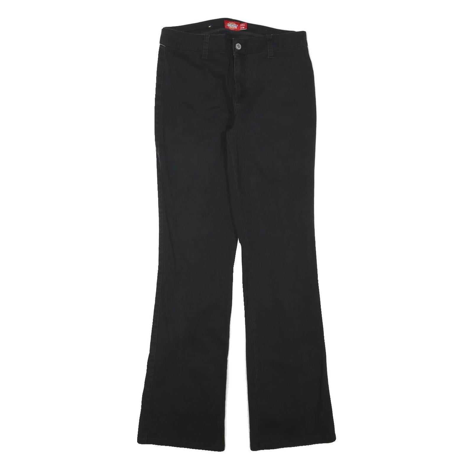 DICKIES Womens Cotton Blend Black Regular Fit Flared Trousers W27 L30 Workwear Refurbished - N/A refurbished available on Cerqular