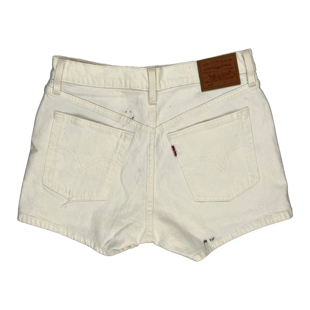 Levis Denim Shorts - 30W UK 10 White Cotton Refurbished - Thrifted (note: this is a term often used to describe second- refurbished available on Cerqular