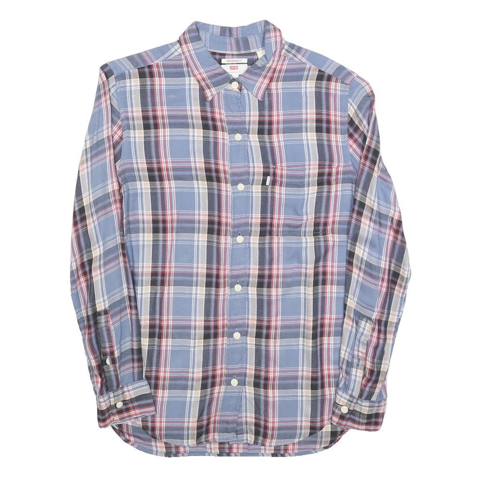 LEVI'S Womens Blue & Red Check Shirt XS Button Down Cotton Blend Lightweight Refurbished - N/A refurbished available on Cerqular