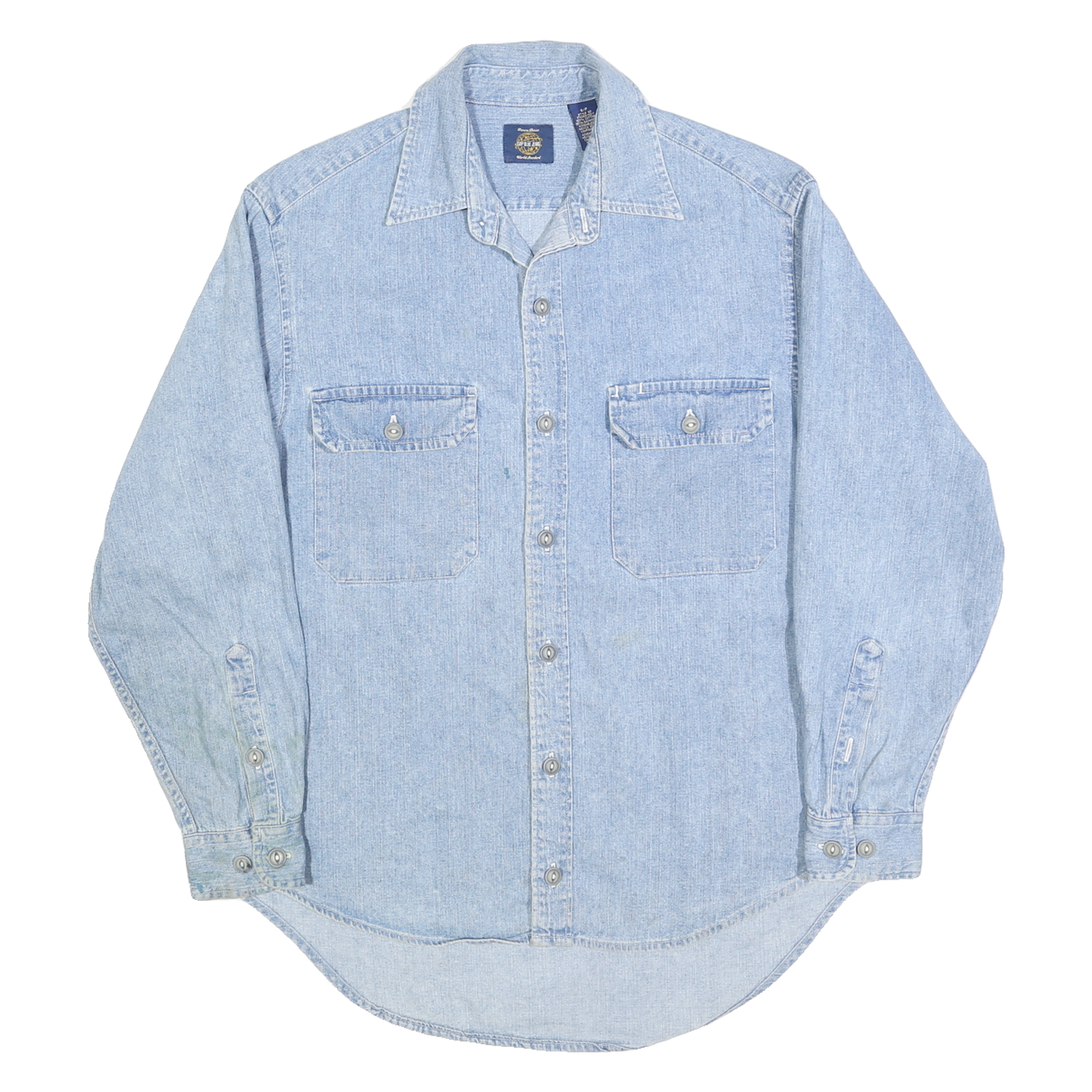 GAP Mens Light Blue Denim Shirt S Button Pocket Casual Cotton Blend Refurbished - N/A refurbished available on Cerqular