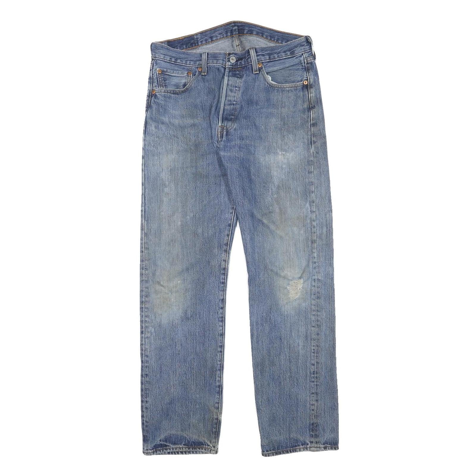 LEVI'S 501 Mens Jeans Blue Regular Straight Denim Medium W31 L31 Classic Style Refurbished - N/A refurbished available on Cerqular