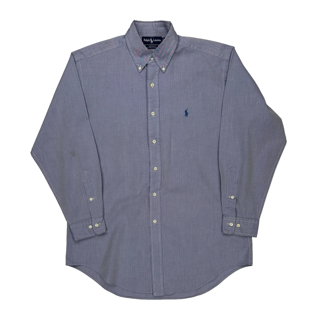 Ralph Lauren Shirt - Medium Blue Cotton Refurbished - Thrifted (note: this is a term often used to describe second- refurbished available on Cerqular