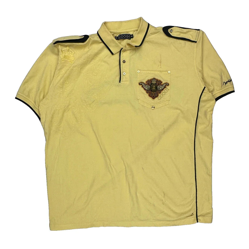 Coogi Polo Shirt - 3XL Yellow Cotton Refurbished - Thrifted (note: this is a term often used to describe second- refurbished available on Cerqular