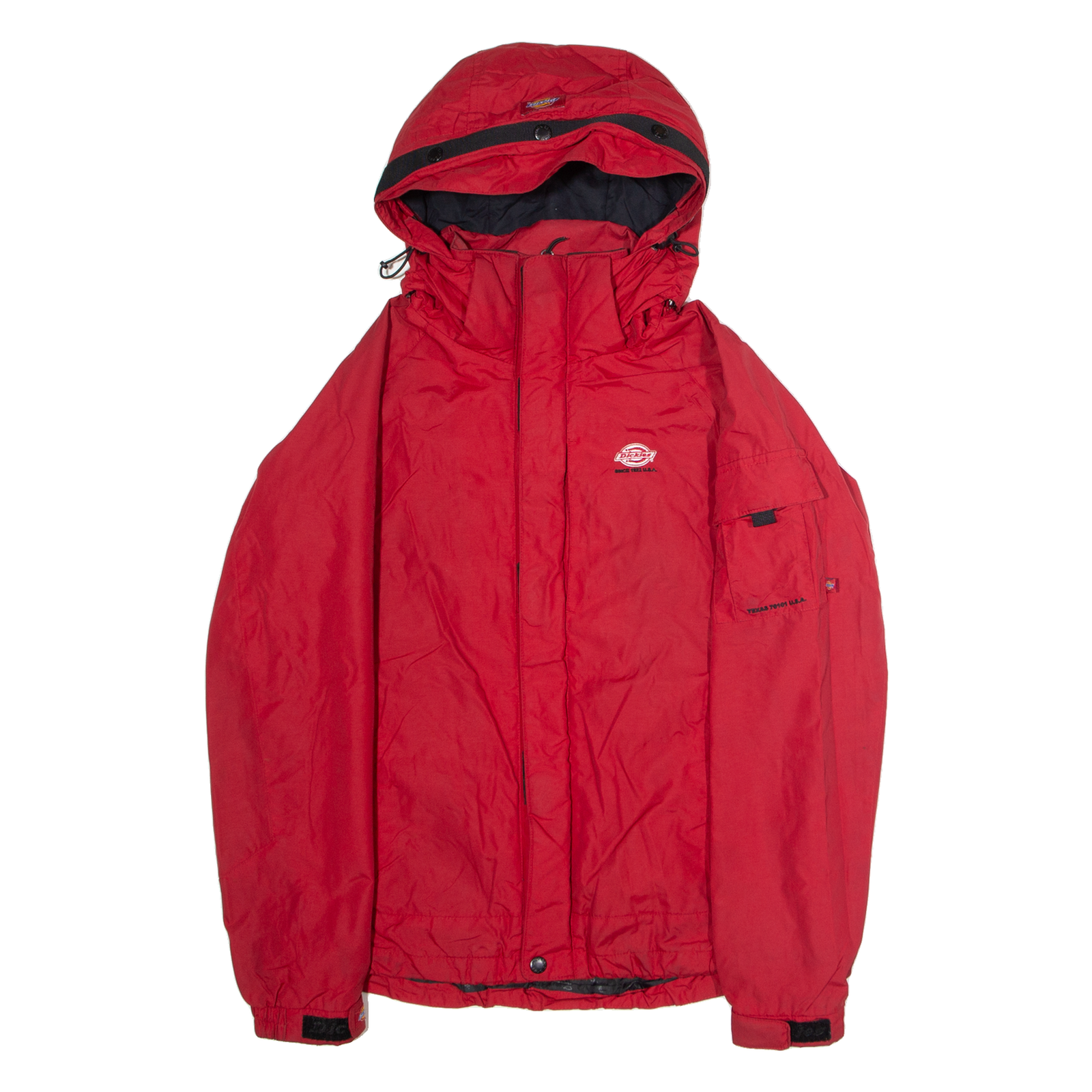 DICKIES Mens Rain Jacket Red Nylon Hooded XS Refurbished - N/A refurbished available on Cerqular