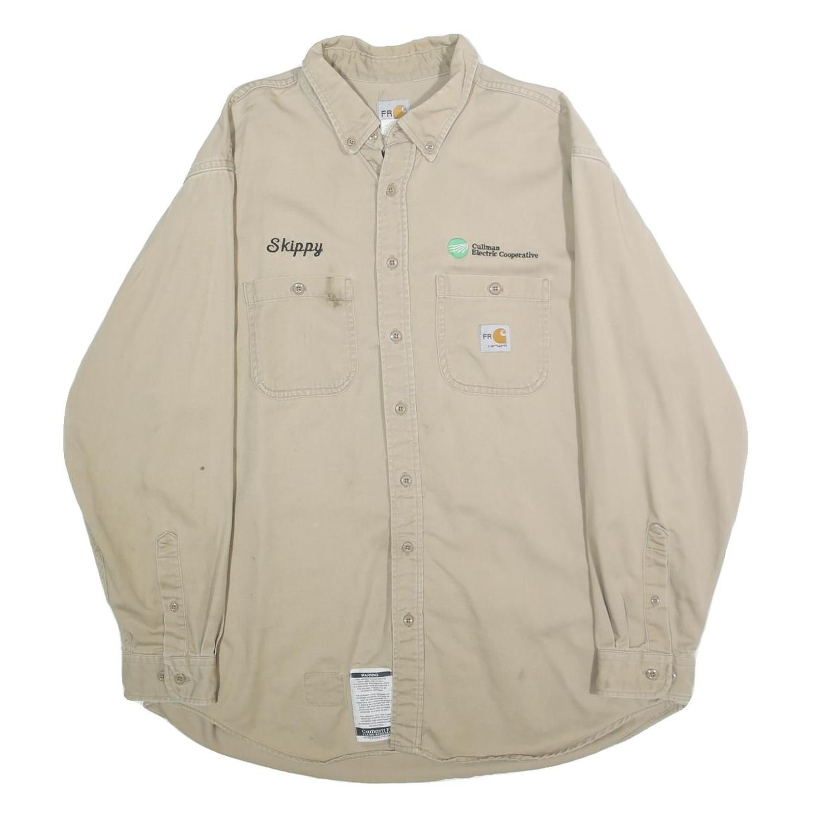 CARHARTT Mens Beige Work Shirt XL Cotton Blend Button-Down Long Sleeve Utility Refurbished - N/A refurbished available on Cerqular