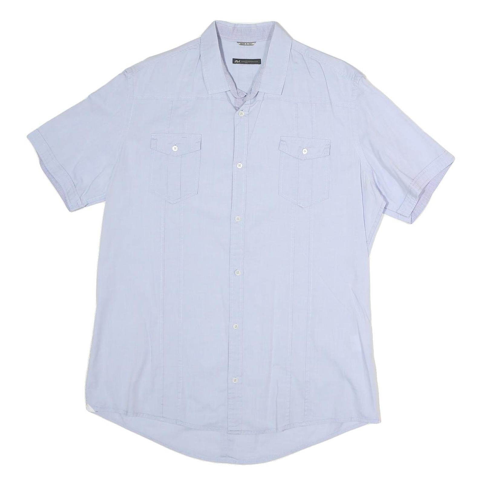 DANIELE ALESSANDRINI Mens Light Blue Shirt L Cotton Blend Short Sleeve Casual Refurbished - N/A refurbished available on Cerqular
