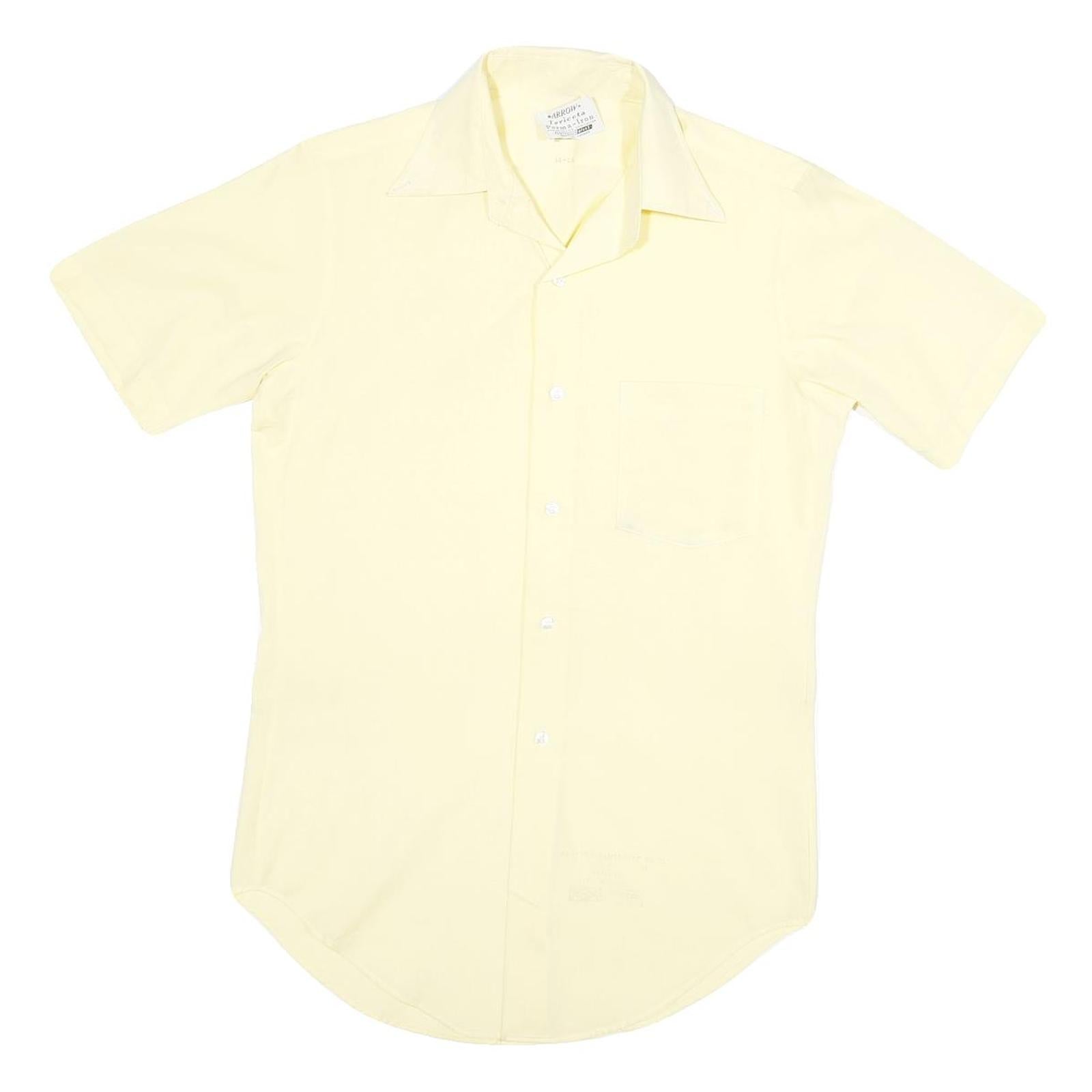 ARROW Mens Yellow Cotton Blend Shirt S Short Sleeve Button Casual Plain Refurbished - N/A refurbished available on Cerqular