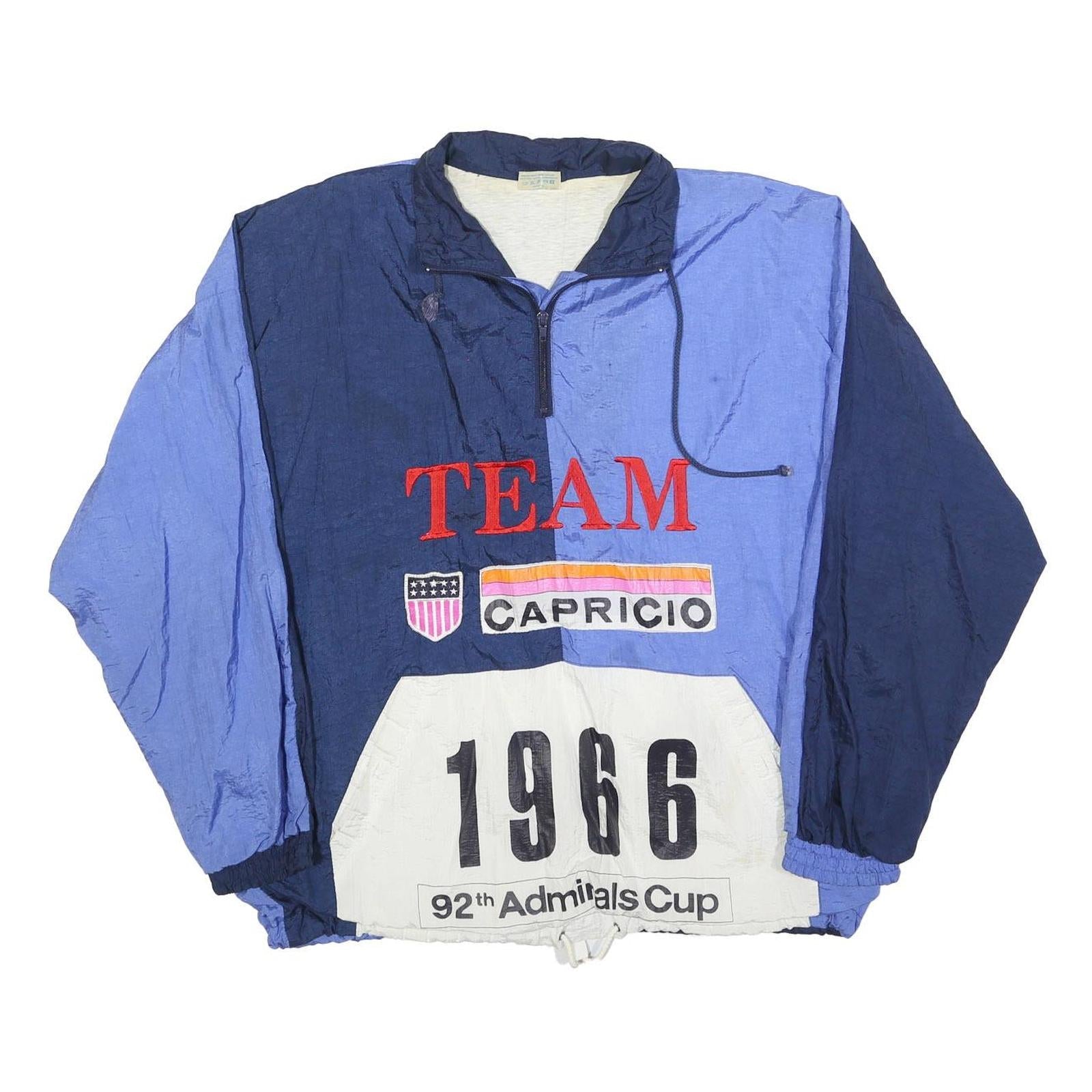 CAPRICO Mens Blue & Navy Outdoor Nylon Jacket M Athletic Colourblock Zip Pockets Refurbished - N/A refurbished available on Cerqular