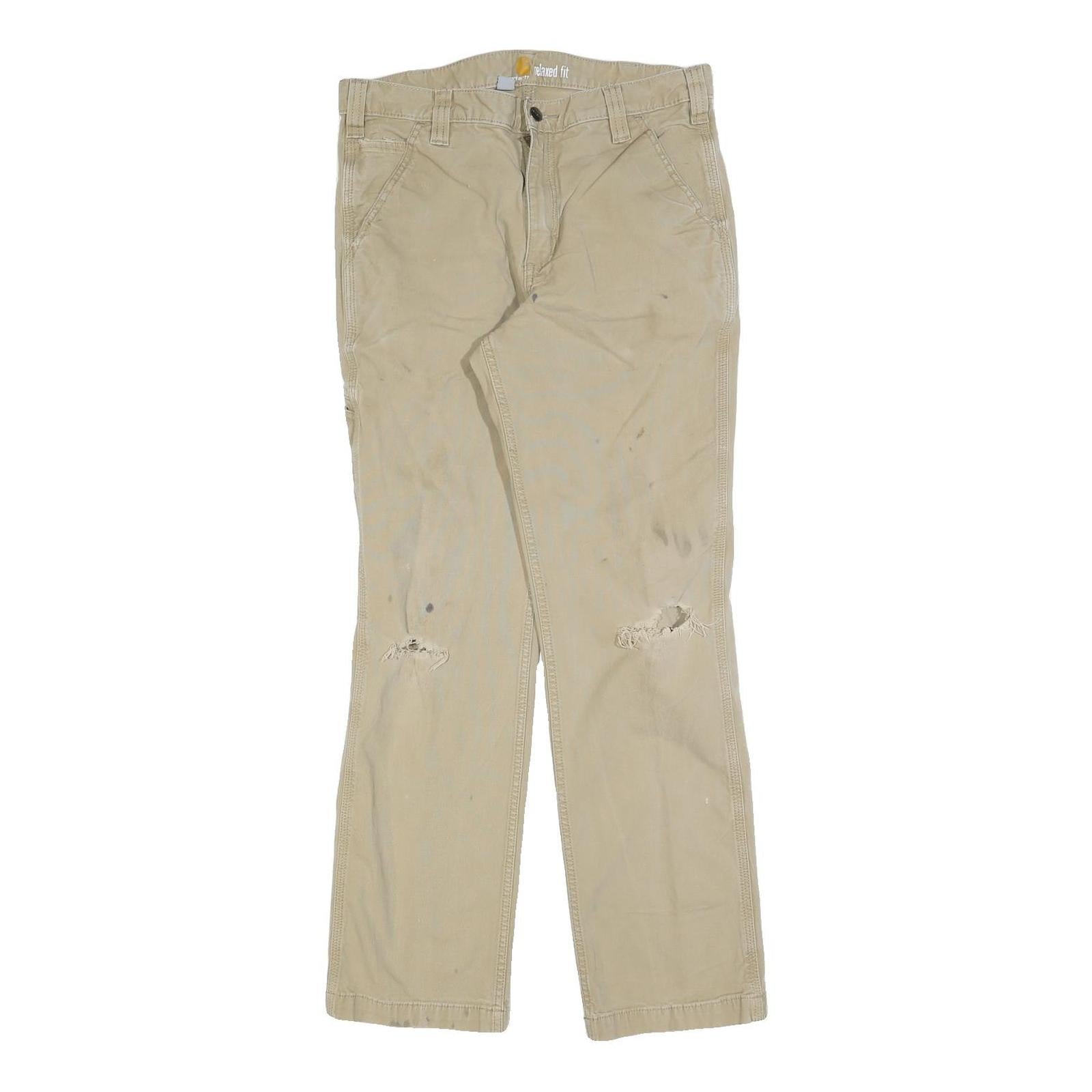CARHARTT Mens Cotton Blend Beige Relaxed Fit Straight Trousers W33 L32 Workwear Refurbished - N/A refurbished available on Cerqular