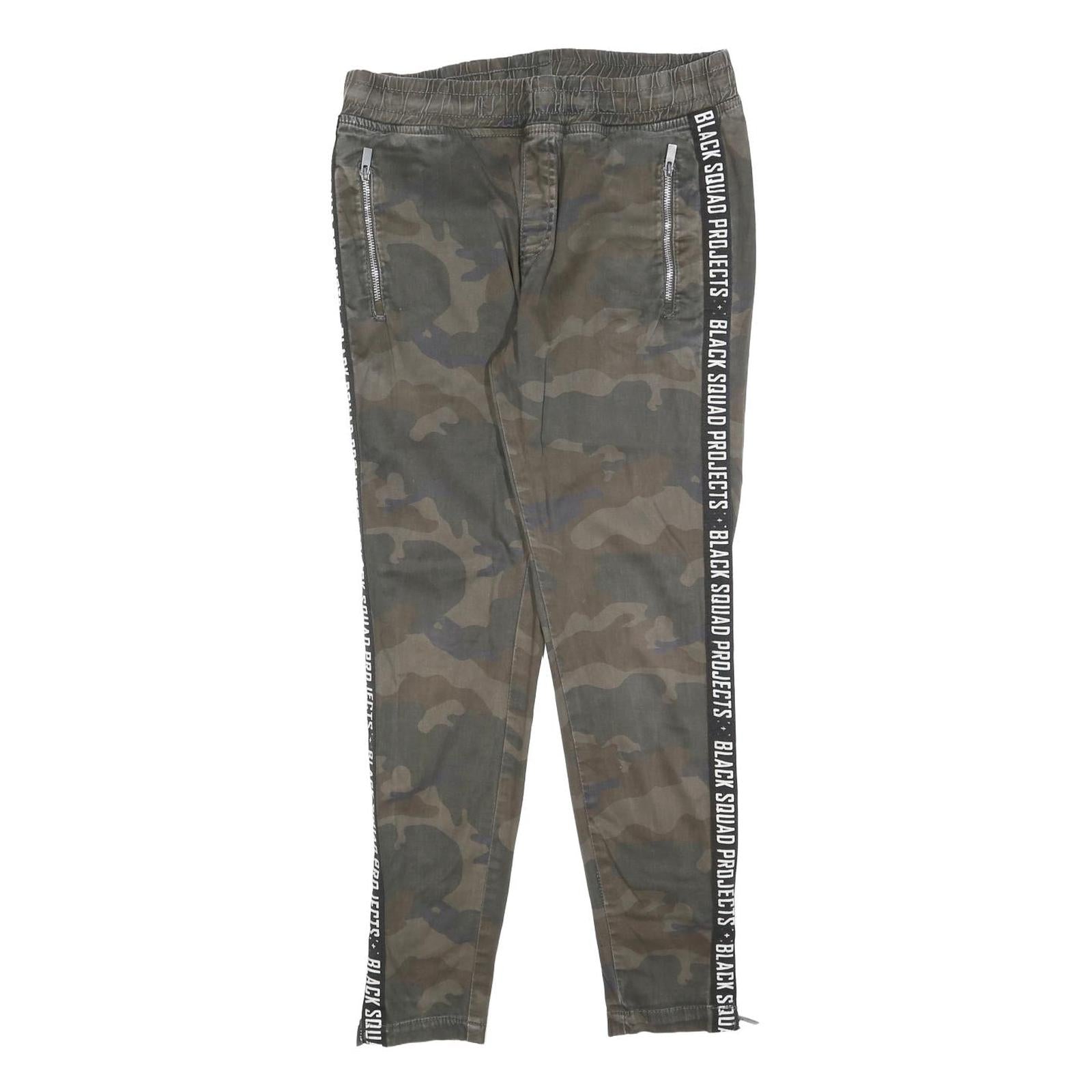 BLACK SQUAD Mens Cotton Blend Slim Camouflage Trousers W30 L28 Side Zip Pockets Refurbished - N/A refurbished available on Cerqular