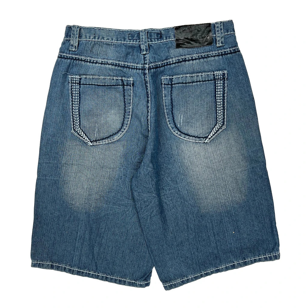Koman Denim Shorts - 34W 11L Blue Cotton Blend Refurbished - Thrifted (note: this is a term often used to describe second- refurbished available on Cerqular