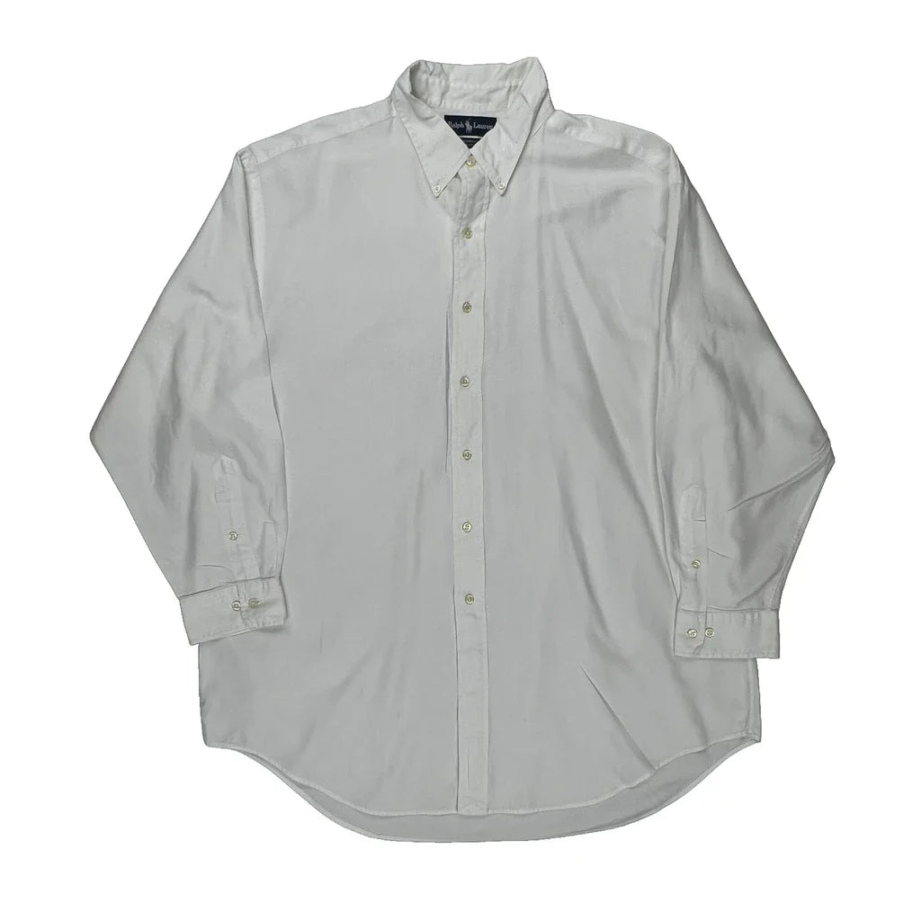 Ralph Lauren Shirt - XL White Cotton Refurbished - Thrifted (note: this is a term often used to describe second- refurbished available on Cerqular
