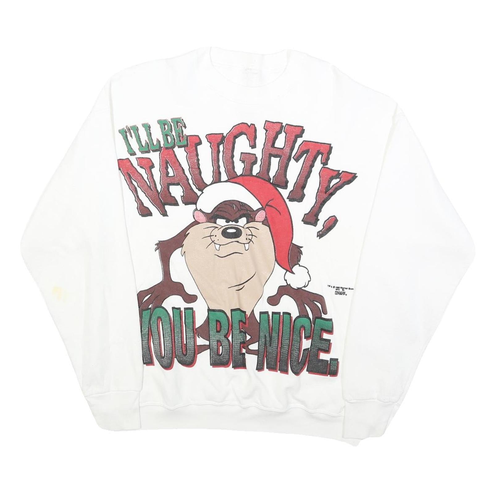 Mens White Cotton Blend Looney Tunes Crew Neck L Cartoon Graphic Sweatshirt Refurbished - N/A refurbished available on Cerqular