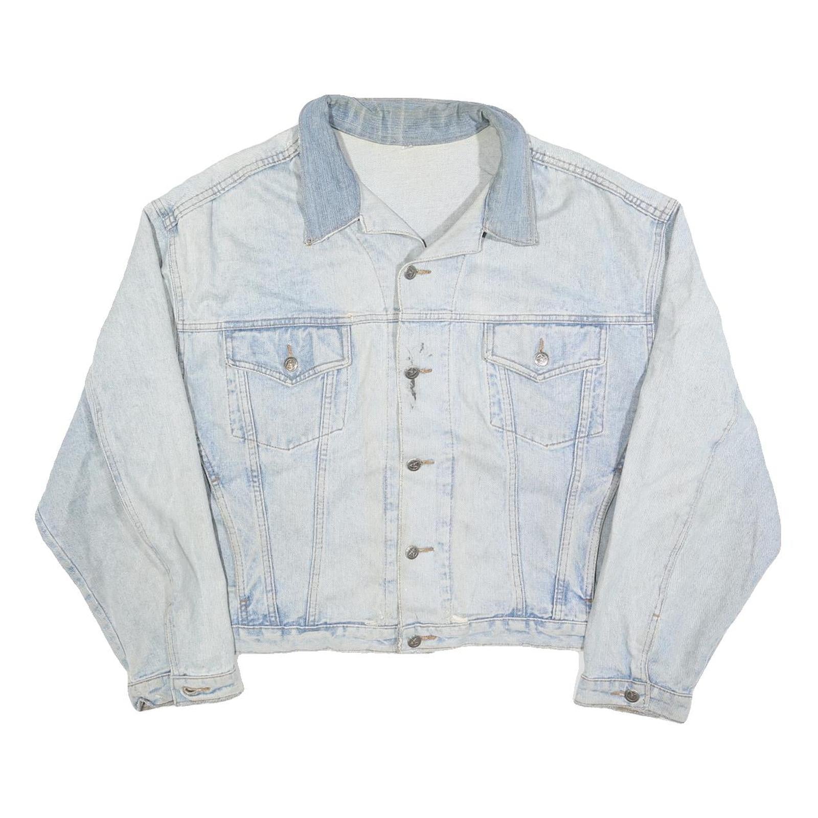 Mens Light Blue Denim Jacket XL Cotton Button Closure Casual Classic Fit Refurbished - N/A refurbished available on Cerqular