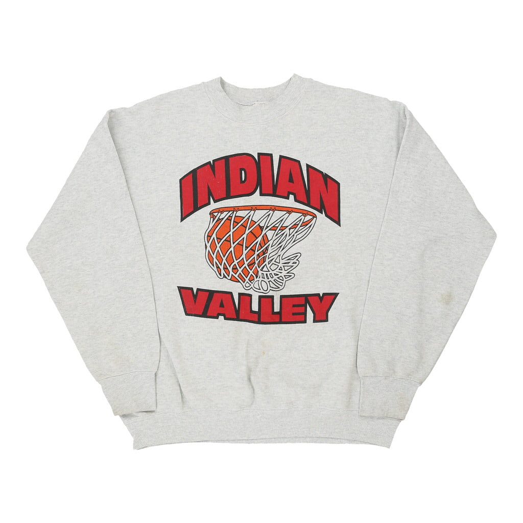 Indian Valley Fruit Of The Loom Sweatshirt - Large Grey Cotton Blend | Size: large Refurbished - Thrifted (note: this is a term often used to describe second- refurbished available on Cerqular