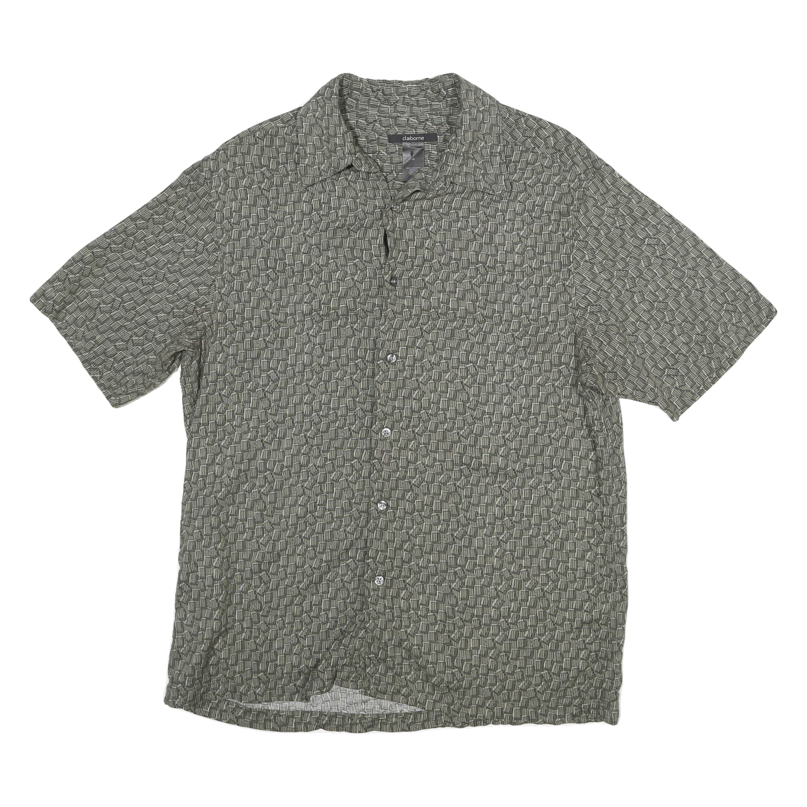 CLAIBORNE Mens Grey Button Jacket M Polyester Blend Geometric Pattern Casual Refurbished - N/A refurbished available on Cerqular