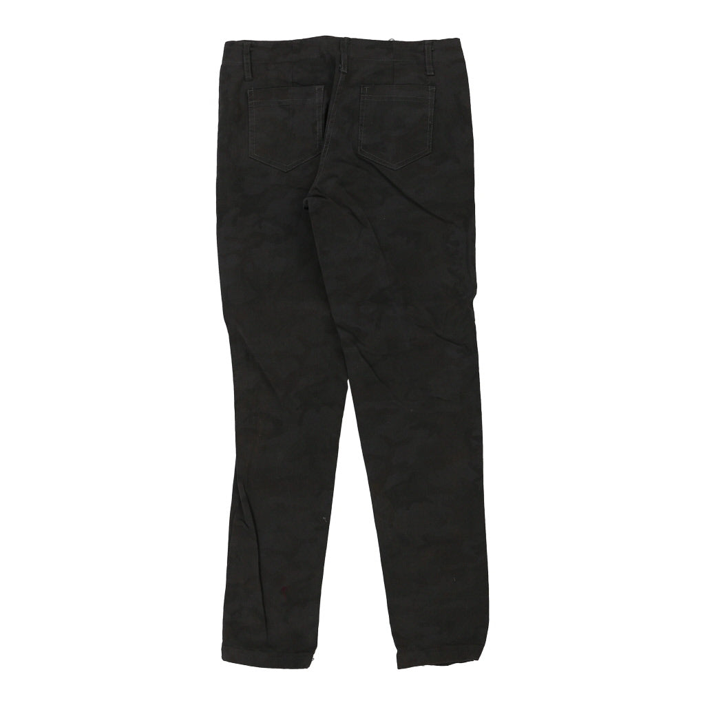 Suzy D Camo Trousers - 28W UK 8 Black Cotton Refurbished - Thrifted (note: this is a term often used to describe second- refurbished available on Cerqular