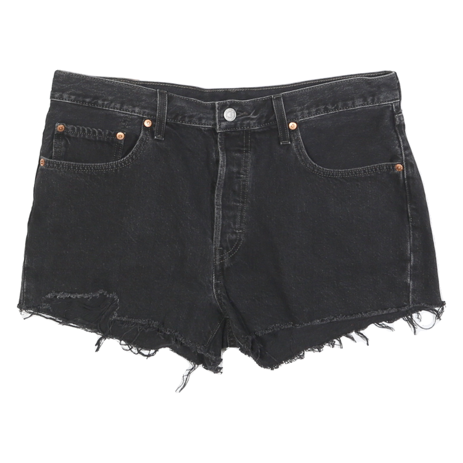 LEVI'S Womens Denim Black Casual Shorts M W32 Distressed Hem Raw Edge Refurbished - N/A refurbished available on Cerqular