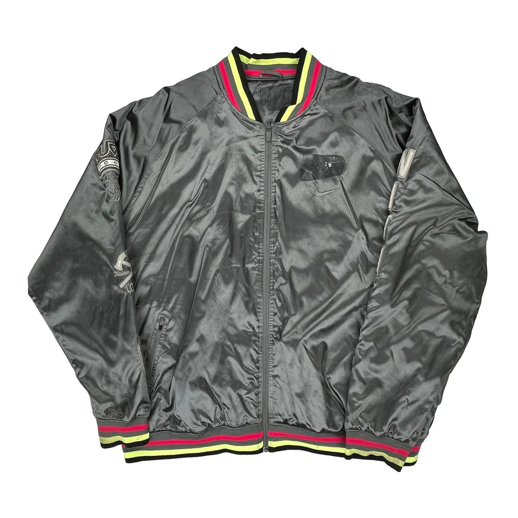 Buy Lebron James Witness Nike Bomber Jacket - 2XL Grey Polyester Refurbished - $100.49 Lebron James Witness Nike Bomber Jacket - 2XL Grey Polyester Refurbished - Thrifted (note: this is a term often used to describe second- refurbished available on Cerqular