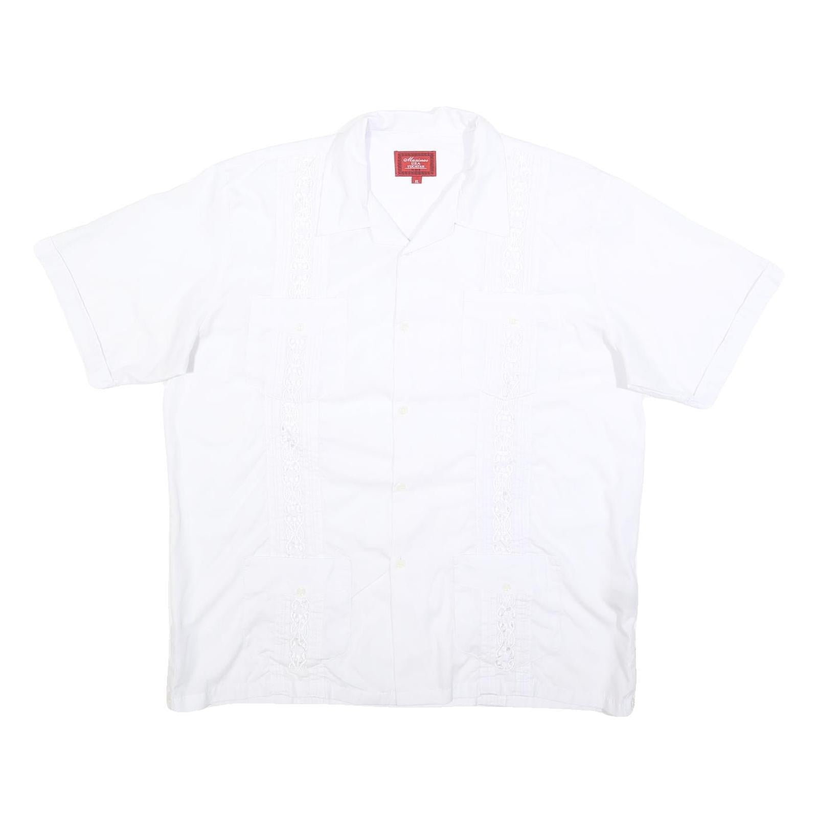 Buy MAXIMOS Mens White Cotton Blend Shirt XL Button Front Short Sleeves Embroidered Refurbished - $16.89 MAXIMOS Mens White Cotton Blend Shirt XL Button Front Short Sleeves Embroidered Refurbished - N/A refurbished available on Cerqular