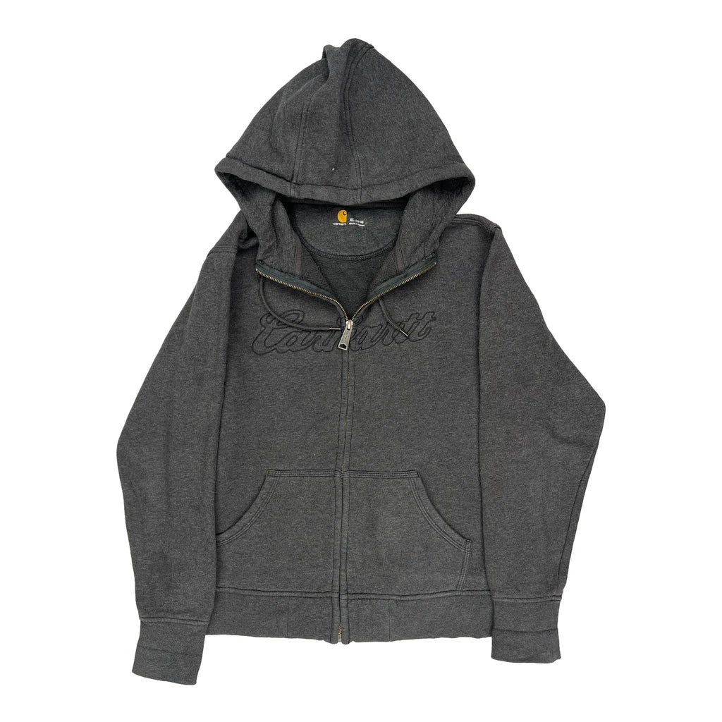 Age 13-14 Carhartt Hoodie - XL Grey Cotton Blend Refurbished - Thrifted (note: this is a term often used to describe second- refurbished available on Cerqular