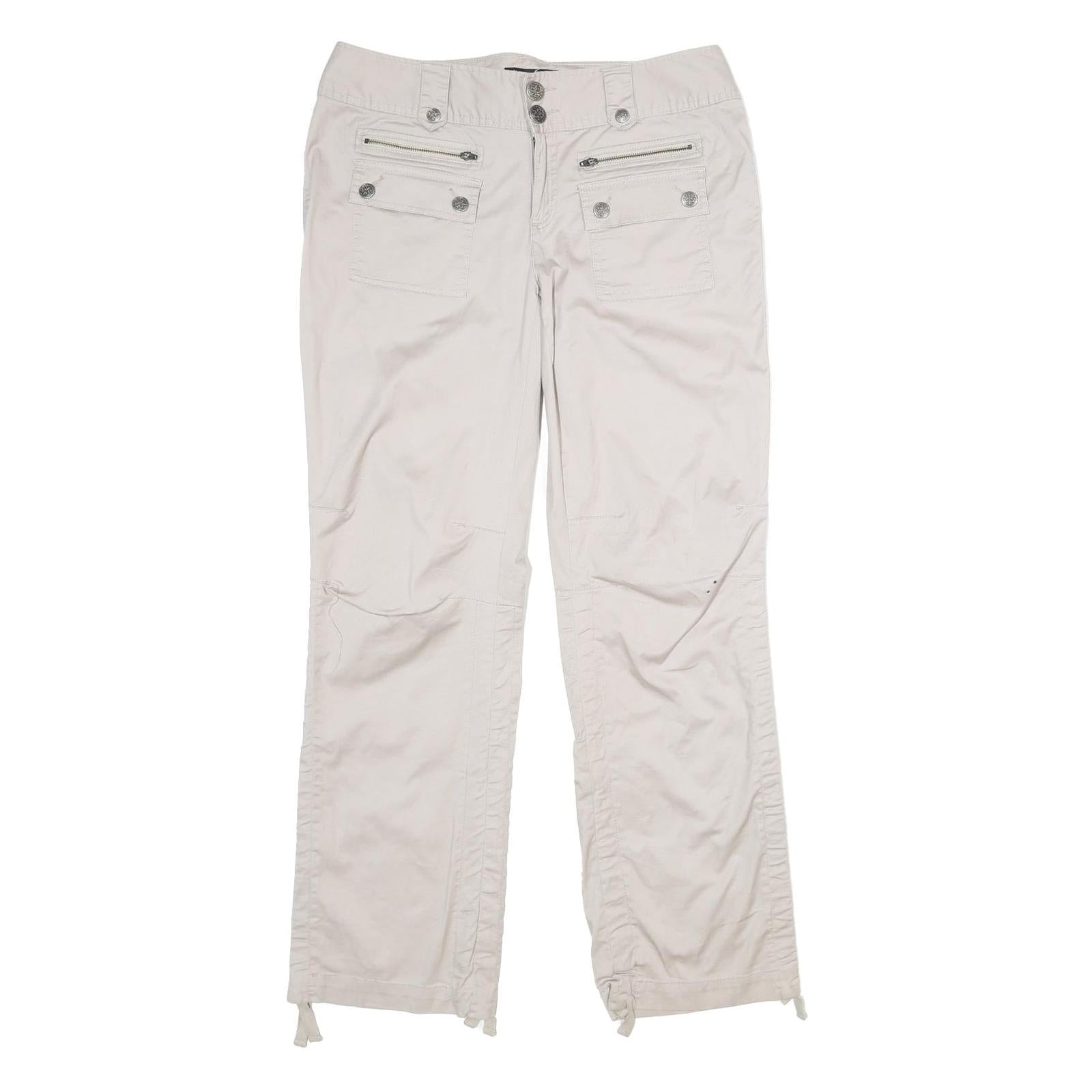 INTERNATIONAL CONCEPTS Womens Regular Beige Cotton Blend Trousers W34 L32 Zip Refurbished - N/A refurbished available on Cerqular