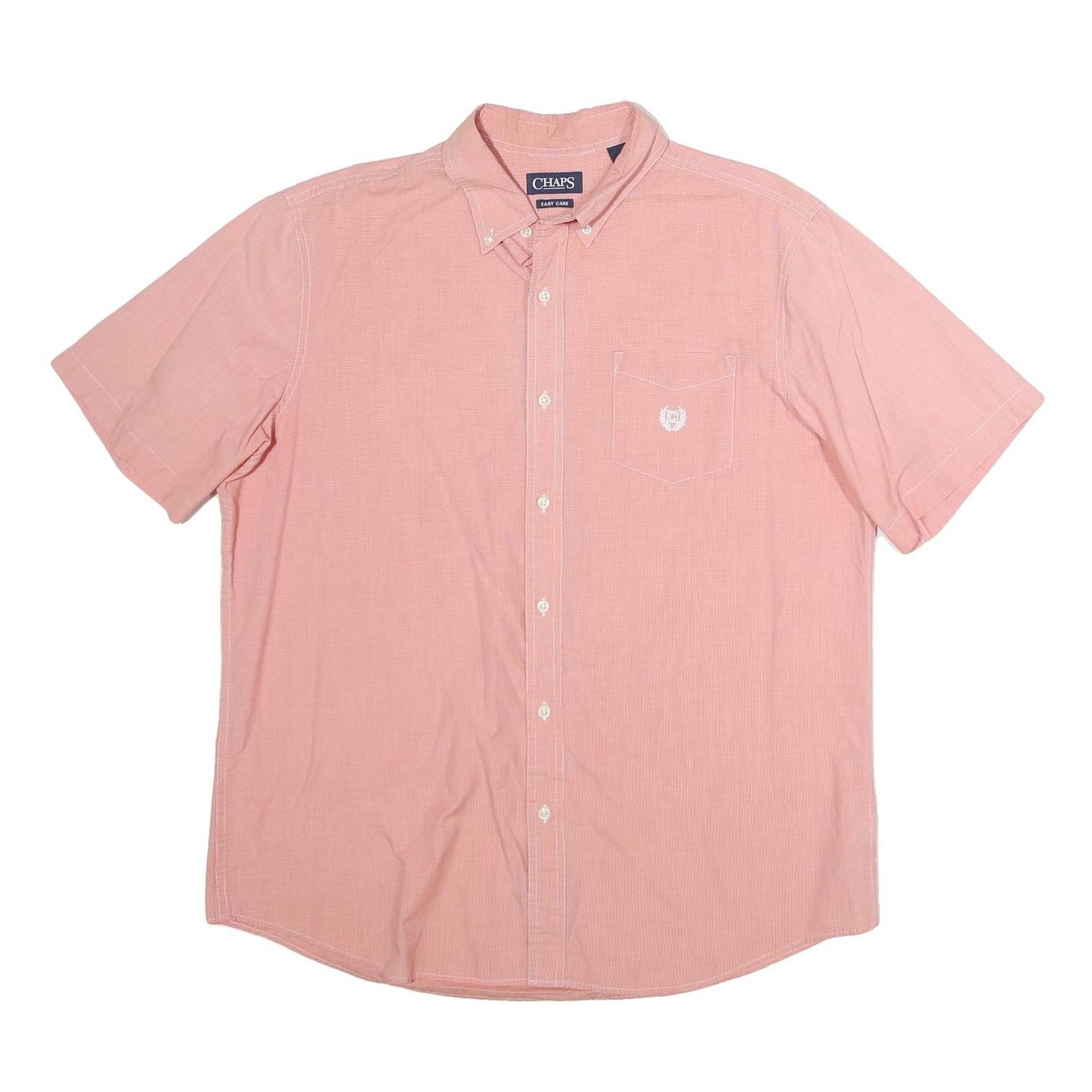 CHAPS Mens Pink Cotton Short Sleeve Shirt XL Button Down Pocket Casual Refurbished - N/A refurbished available on Cerqular
