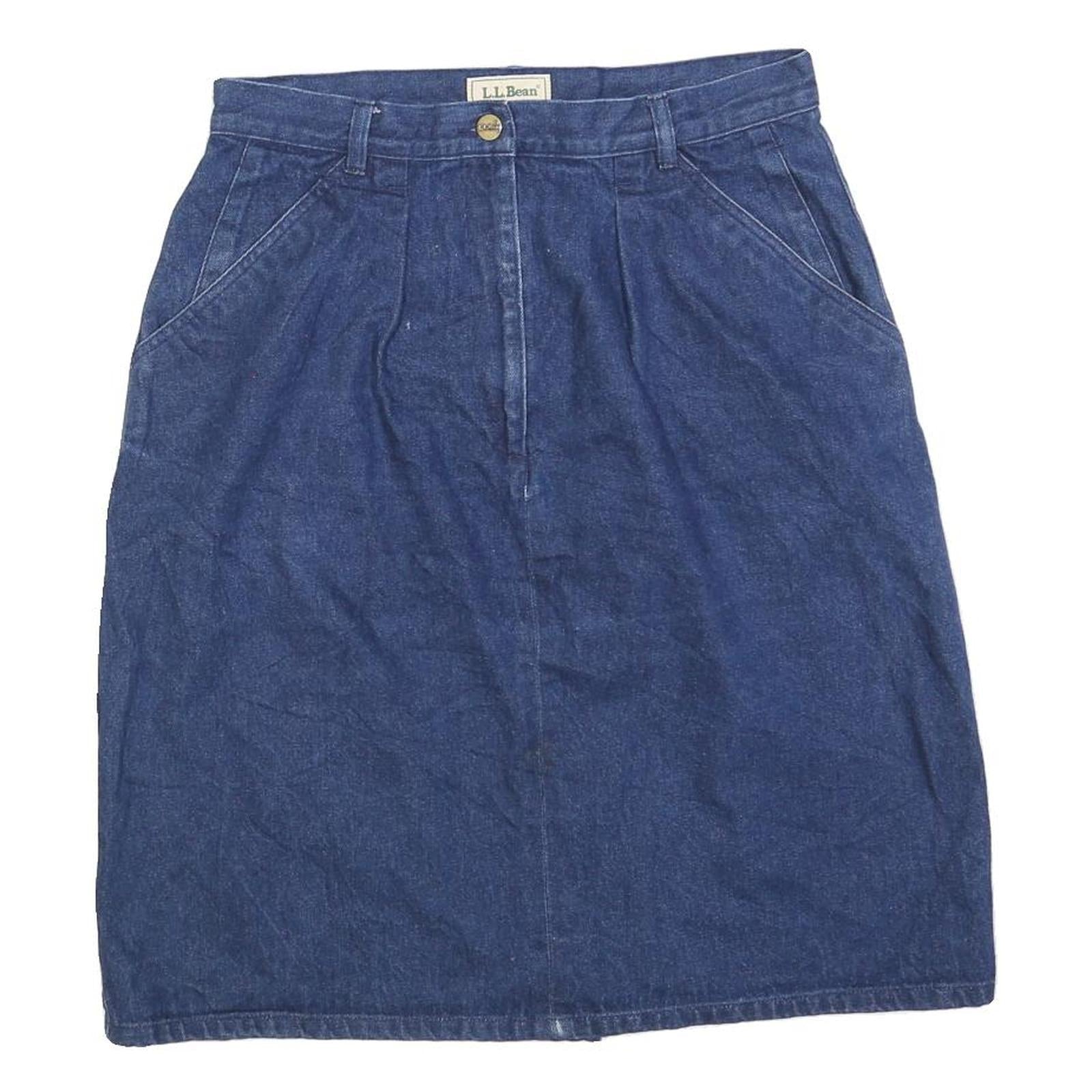 LL BEAN Womens Blue Denim Straight Knee Length Woven Cotton Blend Skirt M Casual Refurbished - N/A refurbished available on Cerqular