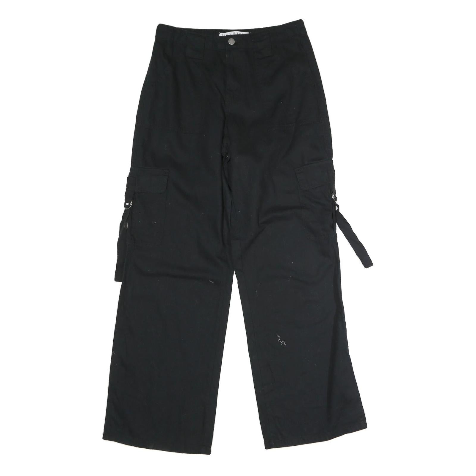 TINSEL TOWN Womens Black Cotton Blend Regular Wide-Leg Trousers W30 L32 Casual Refurbished - N/A refurbished available on Cerqular