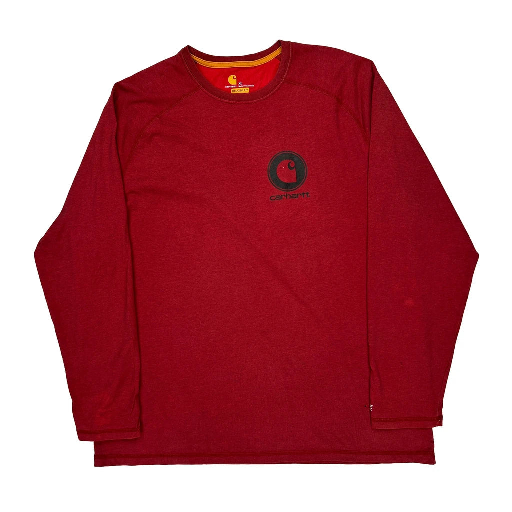 Carhartt Long Sleeve T-Shirt - XL Red Cotton Refurbished - Thrifted (note: this is a term often used to describe second- refurbished available on Cerqular