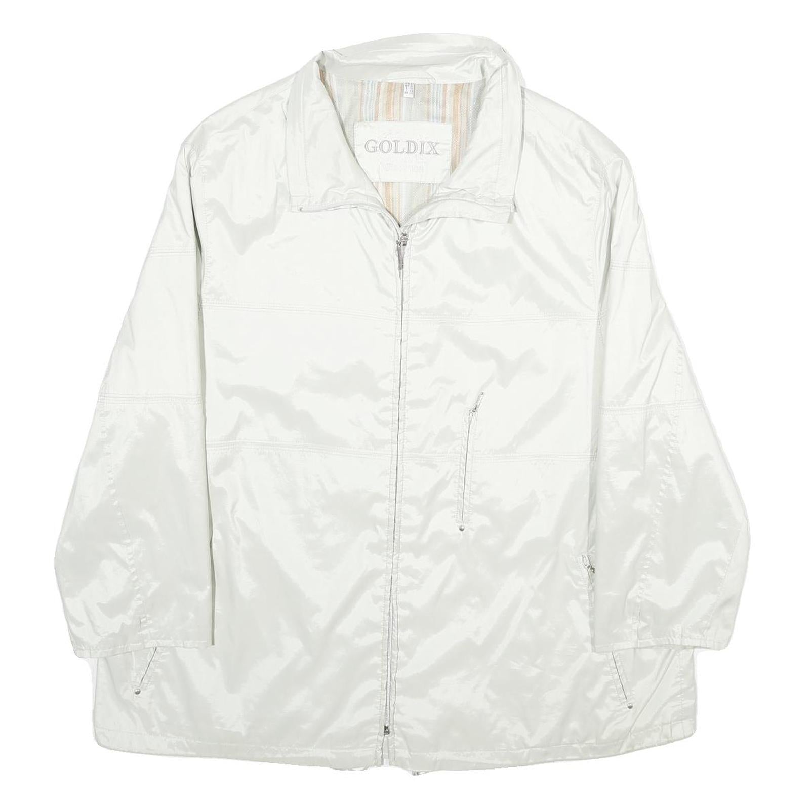 GOLDIX Womens White Zip Jacket UK 22 Plain Lightweight Casual Outerwear Refurbished - N/A refurbished available on Cerqular