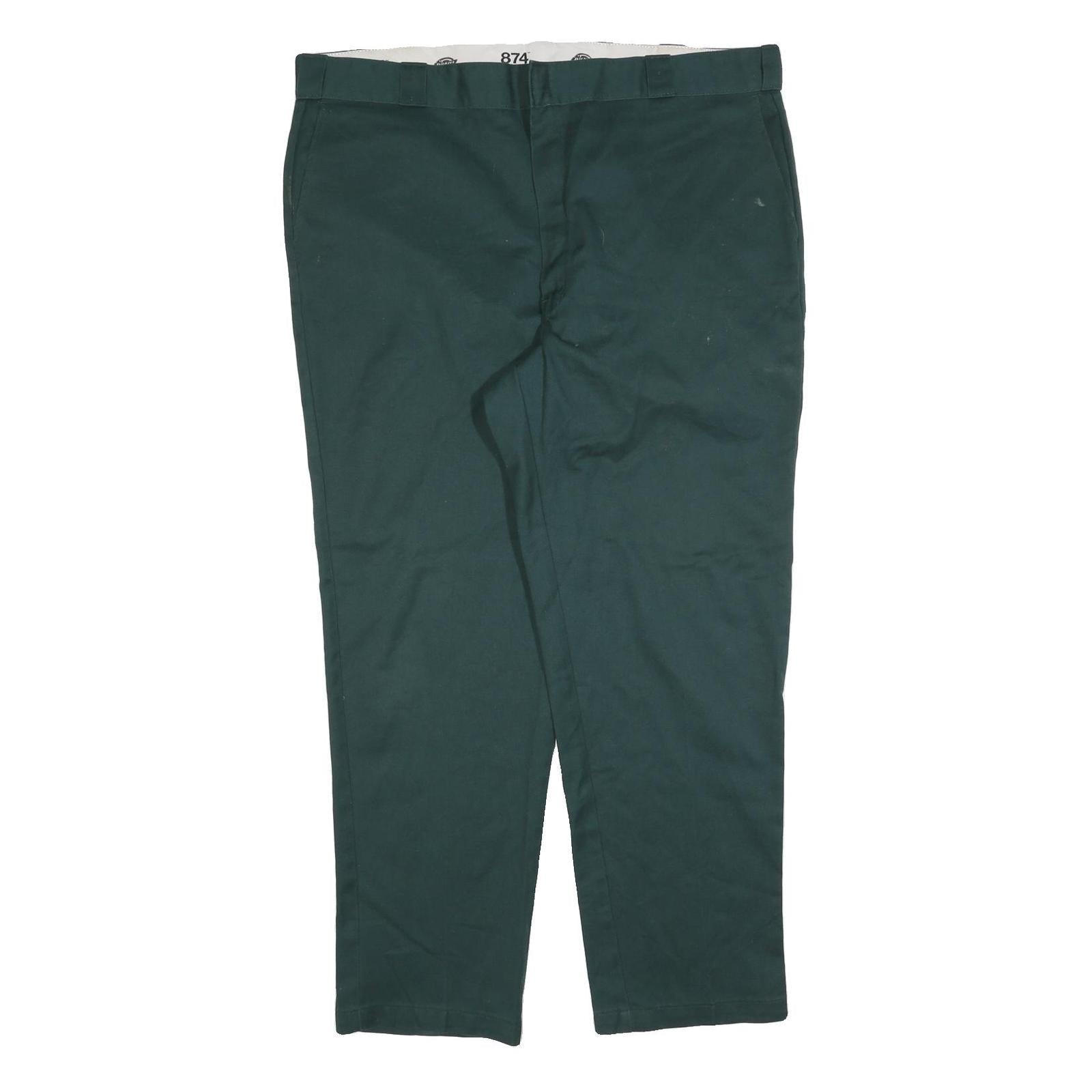 DICKIES Mens Cotton Blend Dark Green Relaxed Straight Trousers W44 L32 Workwear Refurbished - N/A refurbished available on Cerqular