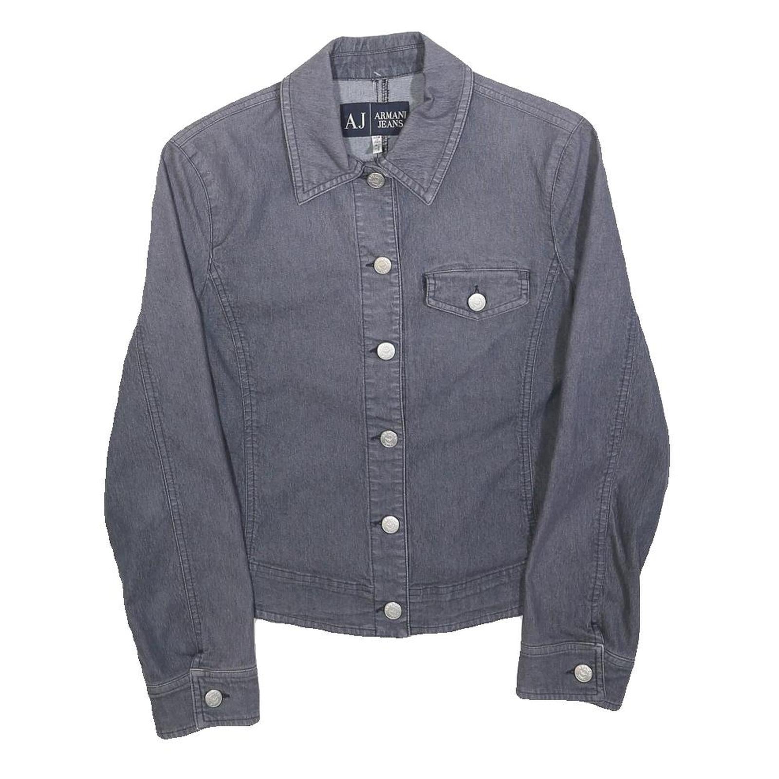 ARMANI JEANS Womens Grey Button Cotton Blend Jacket S Casual Comfortable Fit Refurbished - N/A refurbished available on Cerqular