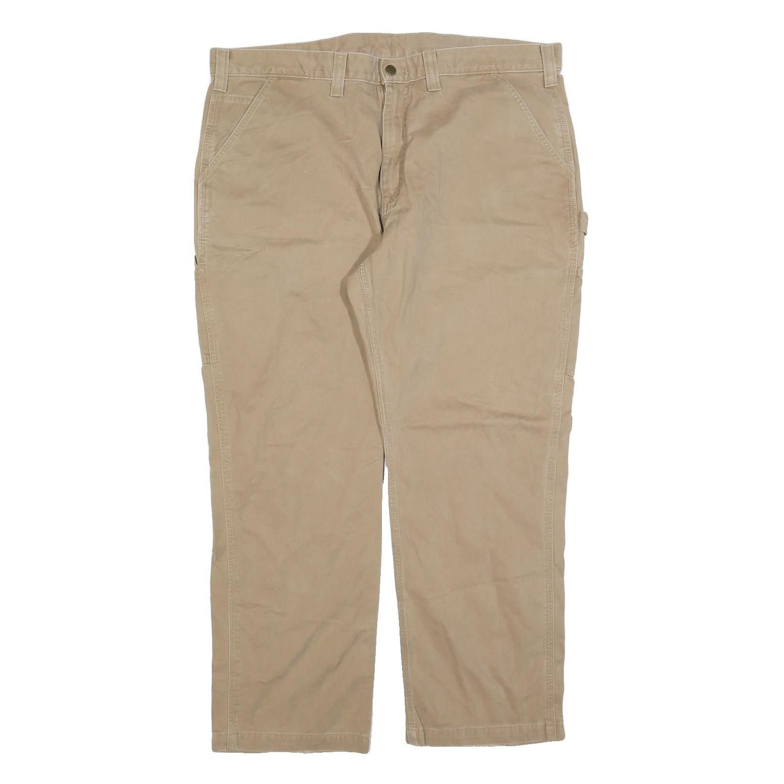 CARHARTT Mens Cotton Blend Beige Relaxed Straight Trousers W42 L30 Workwear Refurbished - N/A refurbished available on Cerqular