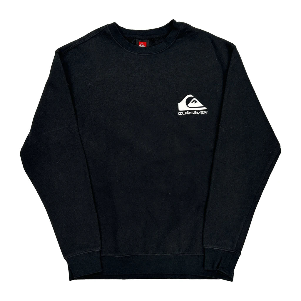 Quiksilver Sweatshirt - Small Black Cotton Refurbished - Thrifted (note: this is a term often used to describe second- refurbished available on Cerqular