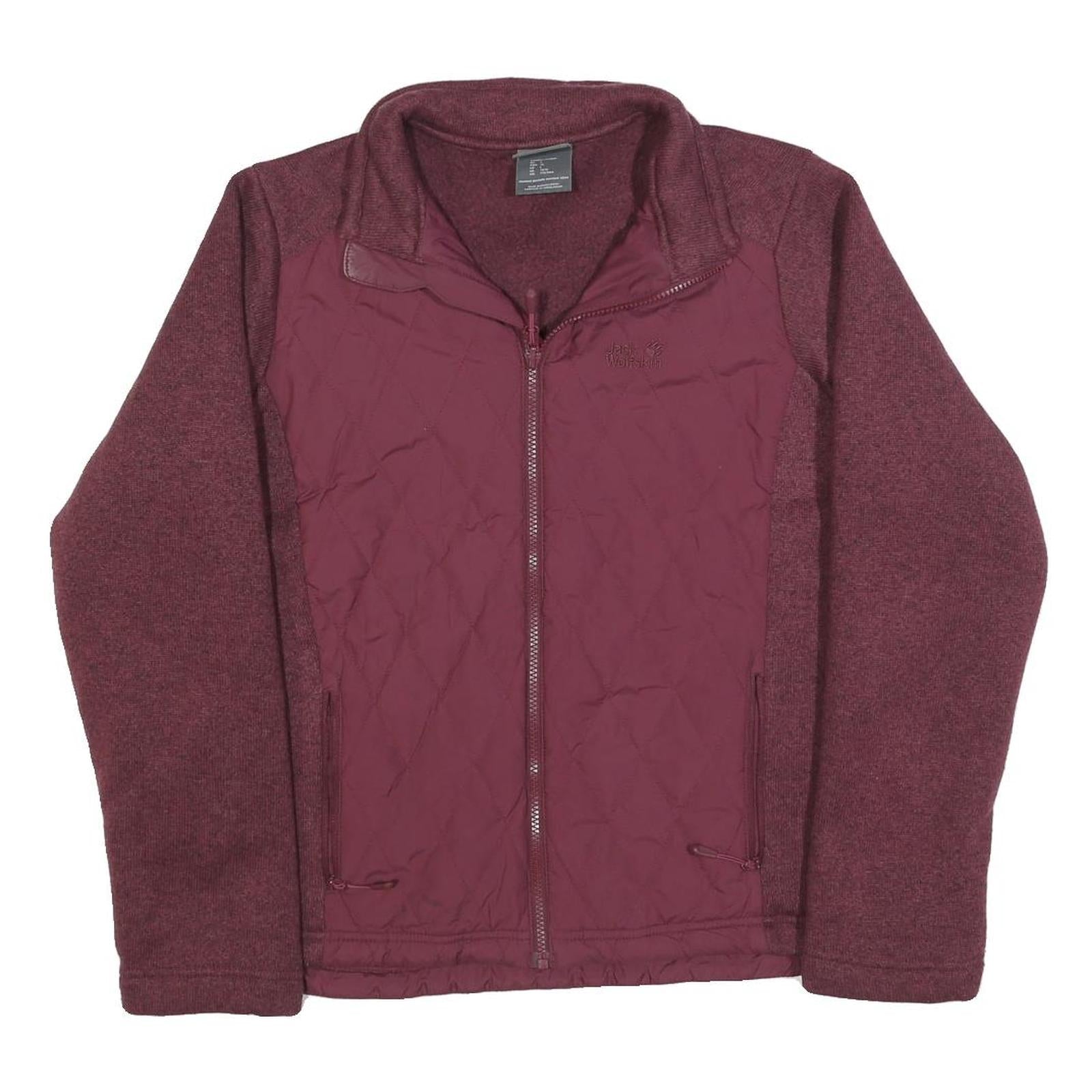JACK WOLFSKIN Womens Maroon Quilted Panel Jacket XL Polyester Blend Zip Refurbished - N/A refurbished available on Cerqular