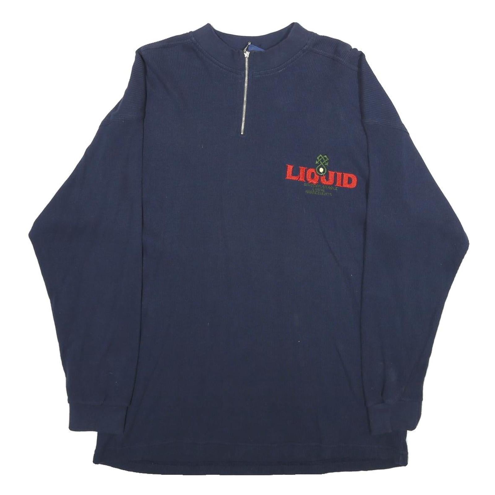 LOUIE CLOTHING Mens Navy Plain Pullover Cotton Jumper L Zip Neck Refurbished - N/A refurbished available on Cerqular