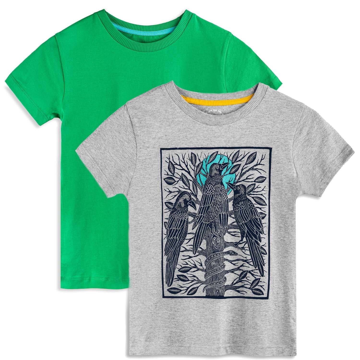 Organic Cotton Kids Graphic Tee 2-Pack | Color: Moon Birds | Size: 3T Refurbished - N/A (Note: There is no well-known brand named "M refurbished available on Cerqular