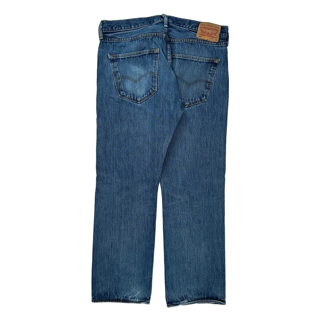 501 Levis Jeans - 34W 30L Blue Denim Refurbished - Thrifted (note: this is a term often used to describe second- refurbished available on Cerqular
