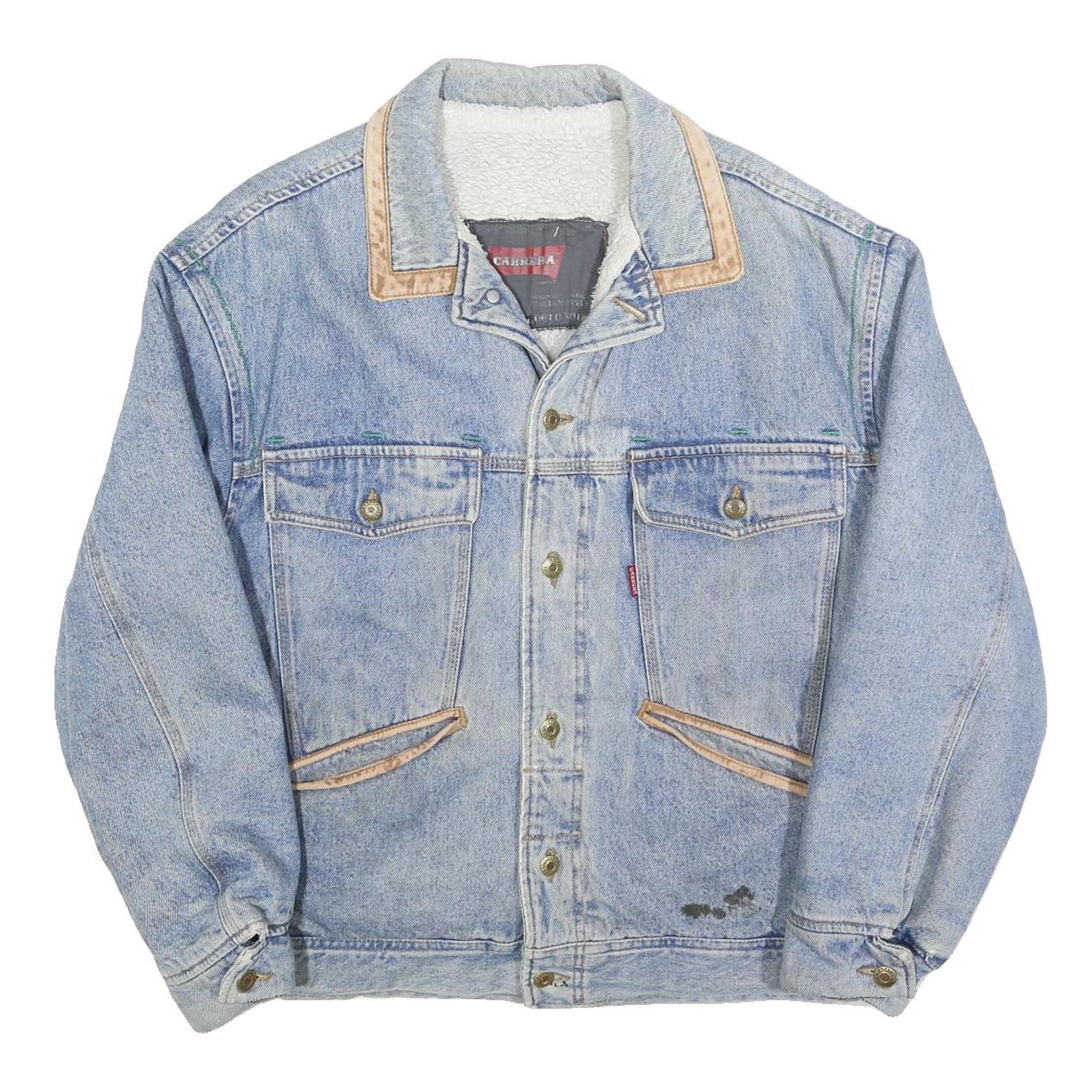 CARRERA Mens Blue Denim Button Jacket M Cotton Blend Plain Vintage Style Large Refurbished - N/A refurbished available on Cerqular