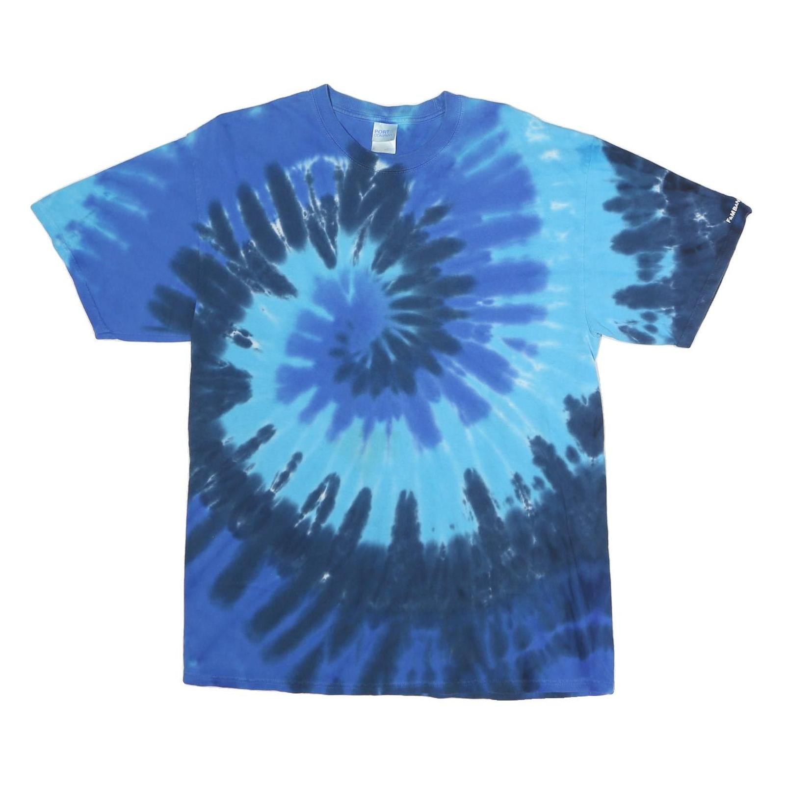 PORT & COMPANY Mens Blue & Navy Tie Dye T-Shirt L Short Sleeve Crew Neck Casual Refurbished - N/A refurbished available on Cerqular
