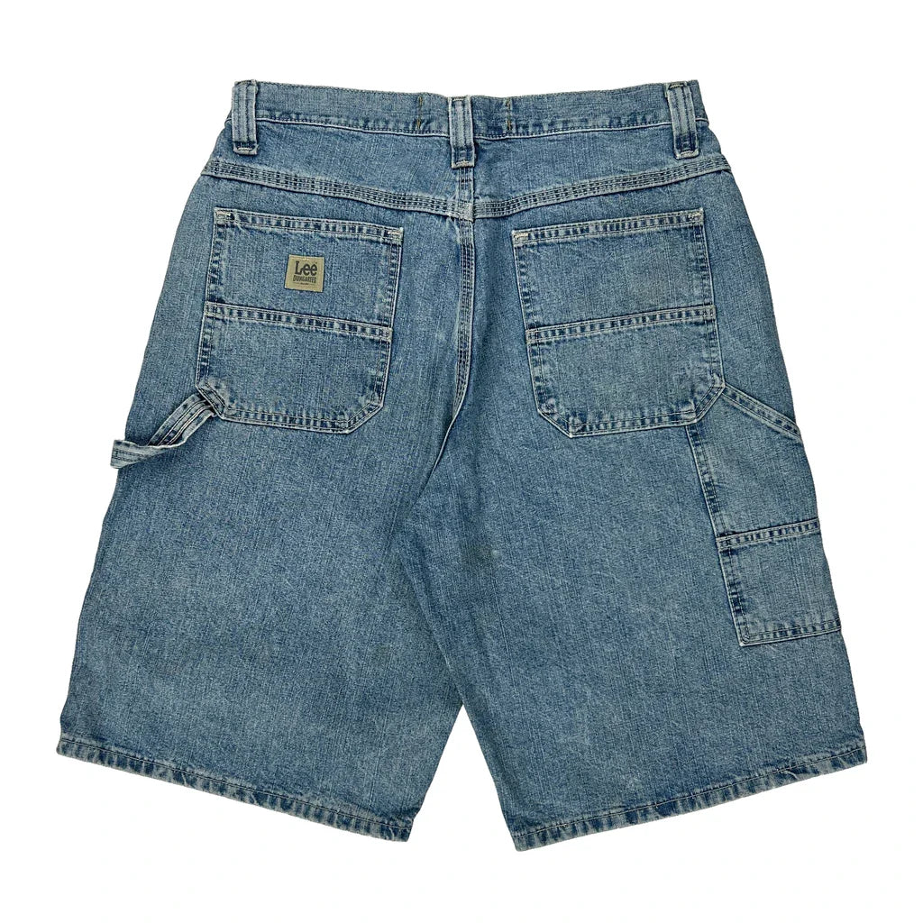 Lee Carpenter Shorts - 32W 11L Blue Denim Refurbished - Thrifted (note: this is a term often used to describe second- refurbished available on Cerqular