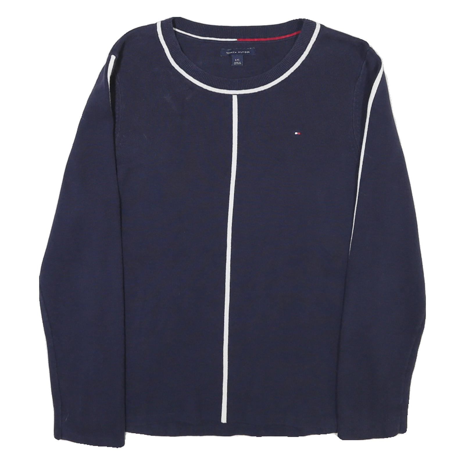 TOMMY HILFIGER Womens Navy Blue Plain Jumper Crew Neck Basic Knit L Stylish Refurbished - N/A refurbished available on Cerqular