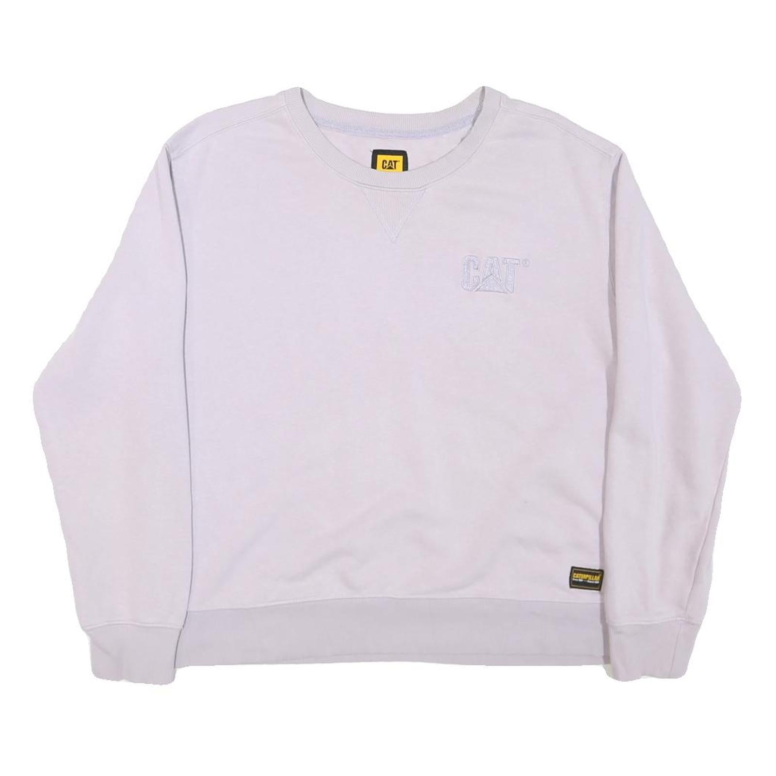 CAT Womens White Crew Neck Sweatshirt M Cotton Blend Casual Logo Refurbished - N/A refurbished available on Cerqular