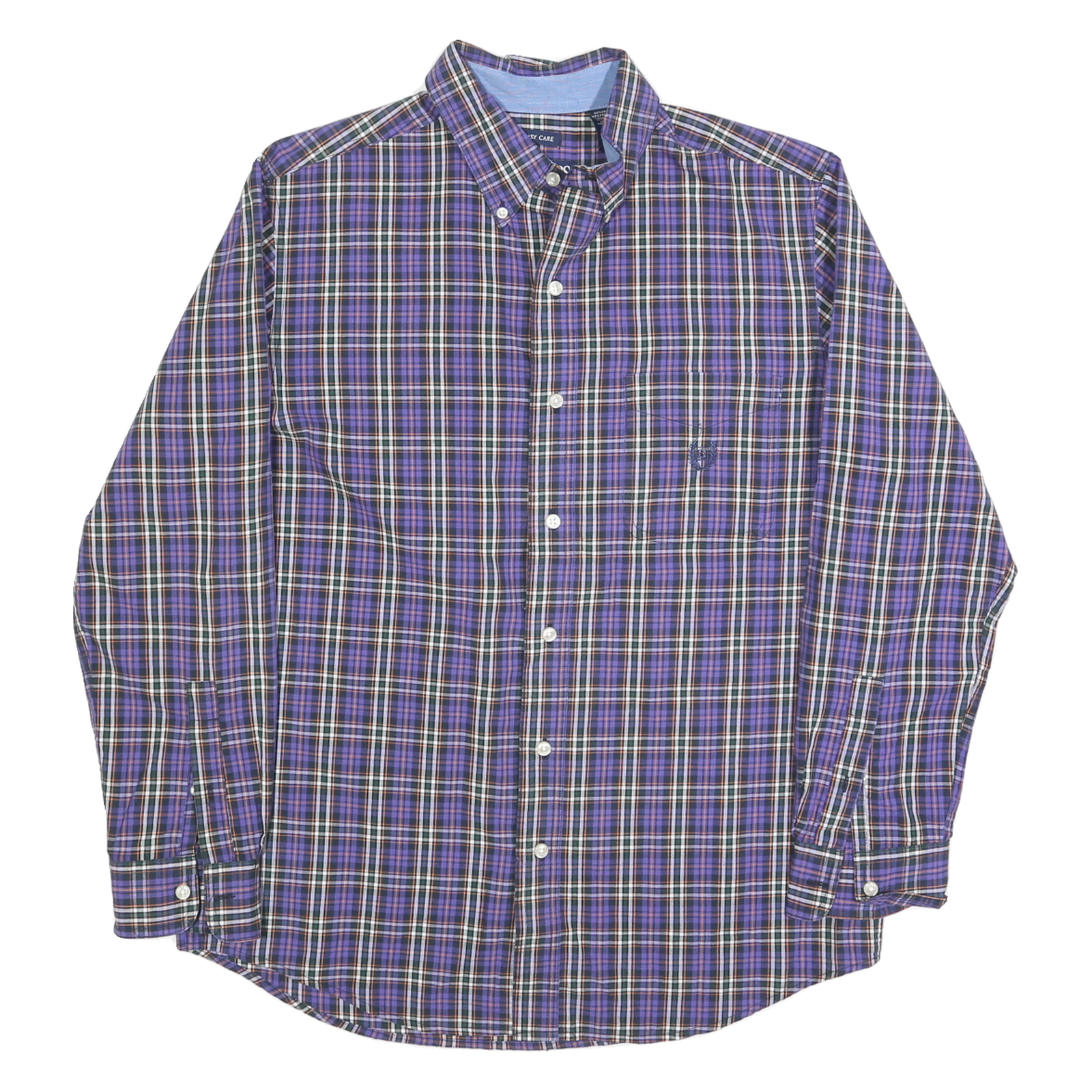 CHAPS Mens Purple & White Check Shirt M Classic Button-Down Collar Long Sleeve Refurbished - N/A refurbished available on Cerqular
