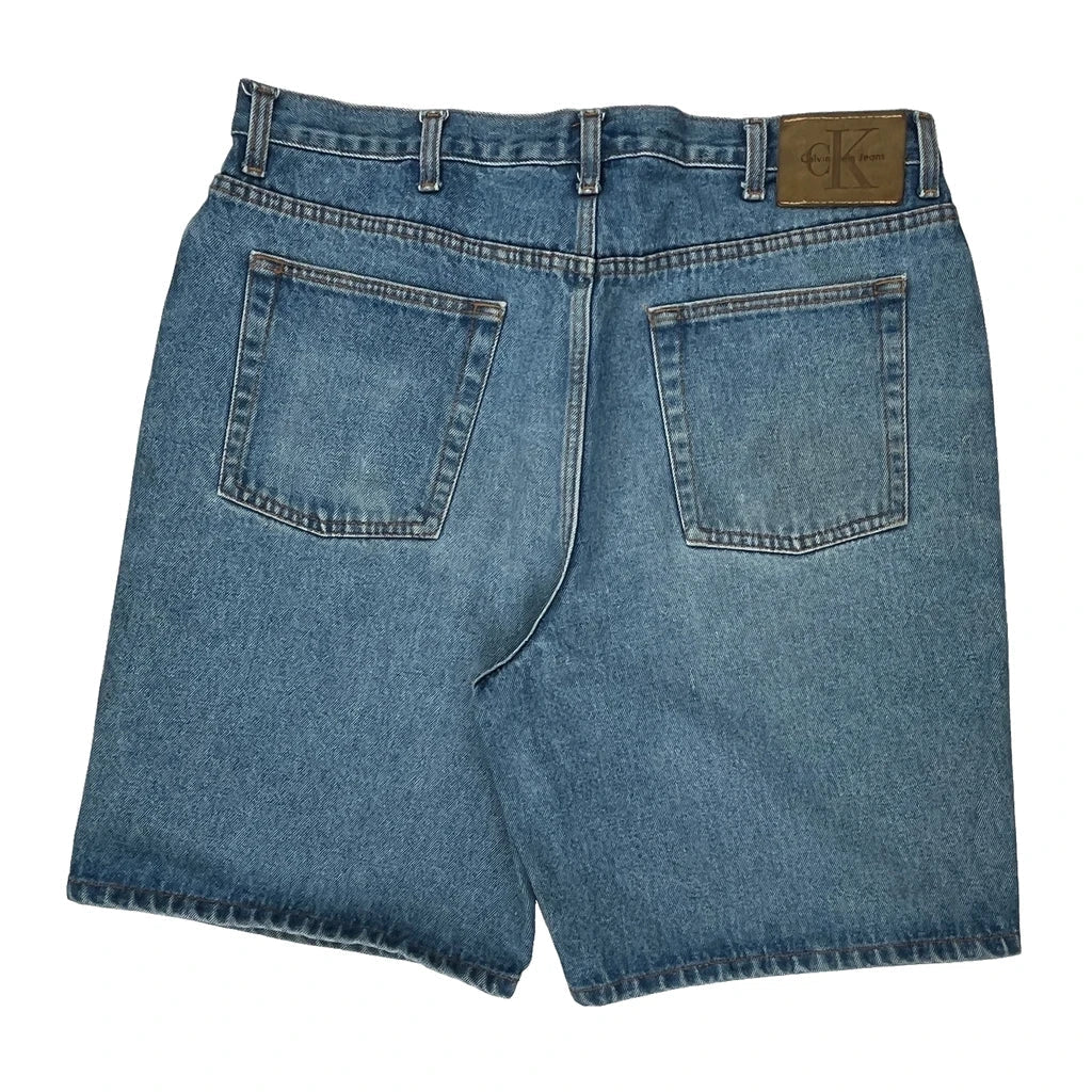 Calvin Klein Jeans Denim Shorts - 34W 10L Blue Cotton Refurbished - Thrifted (note: this is a term often used to describe second- refurbished available on Cerqular