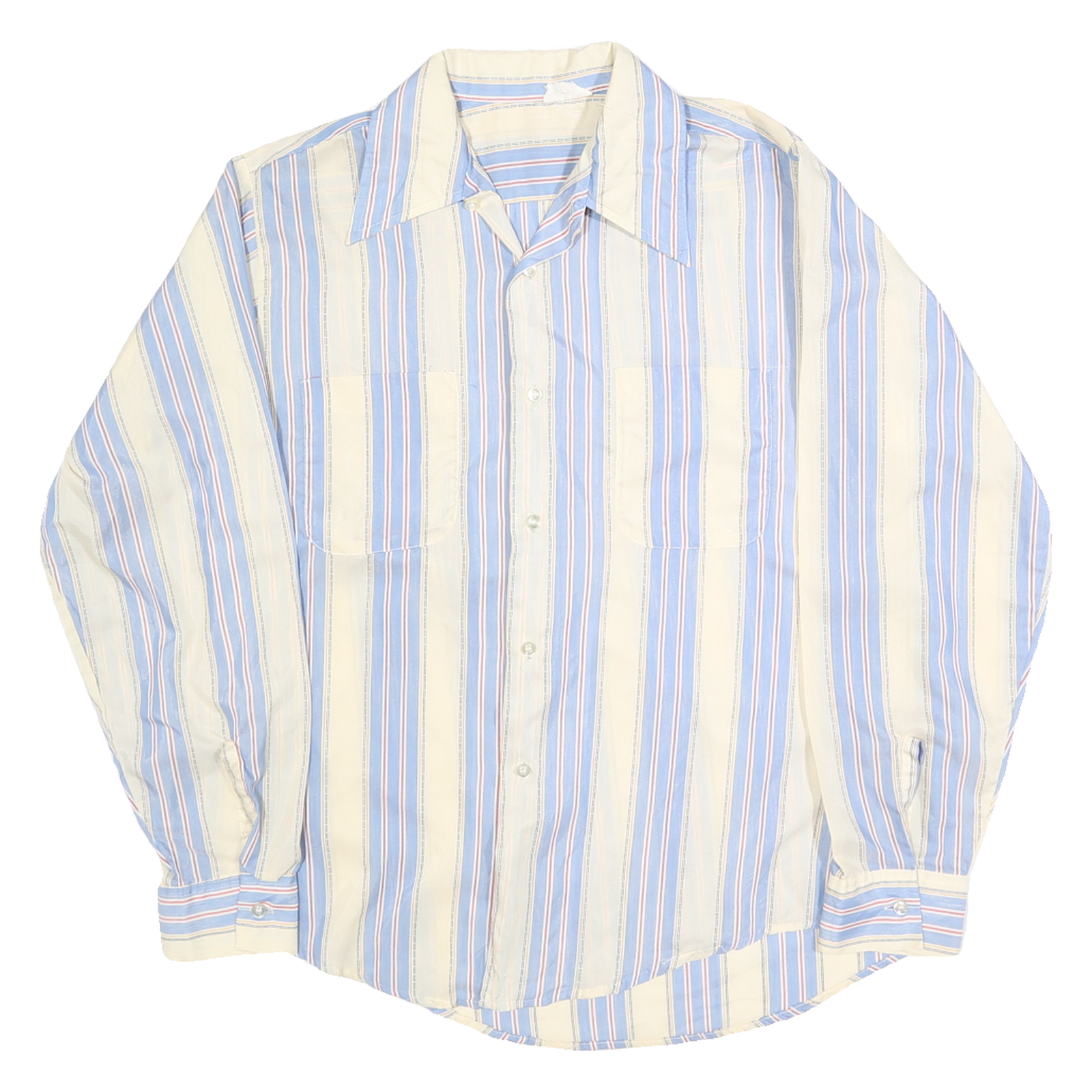 Mens White & Blue Striped Relaxed Fit Polyester Blend Shirt S Casual Smart Refurbished - N/A refurbished available on Cerqular